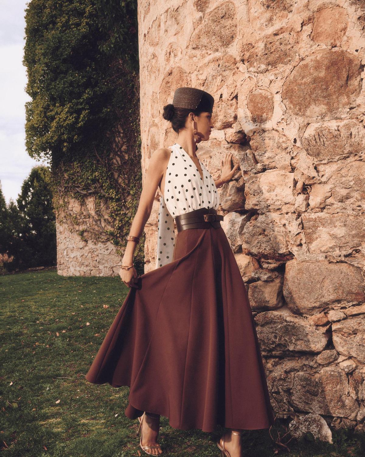 Robe combinée à pois