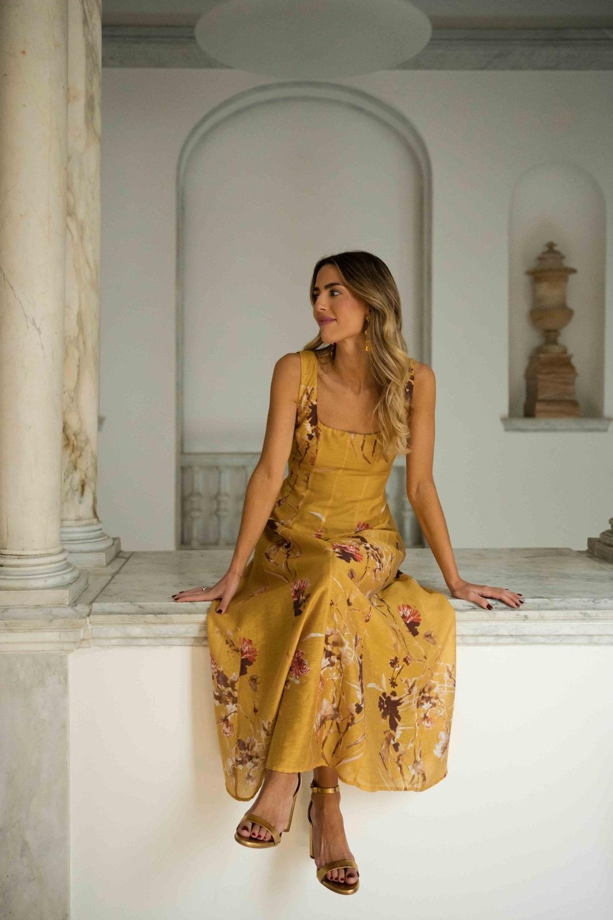 Robe imprimé moutarde
