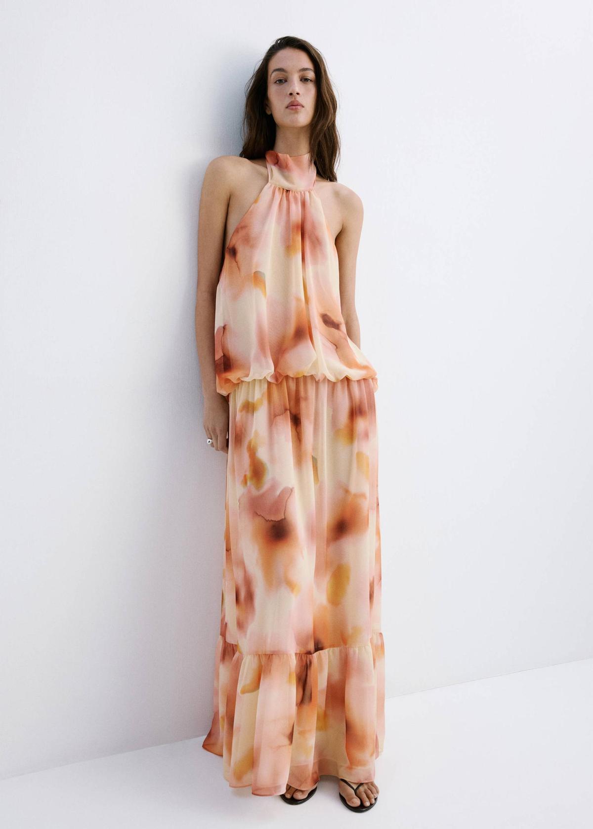 Robe fluide dos nu imprimé fleuri