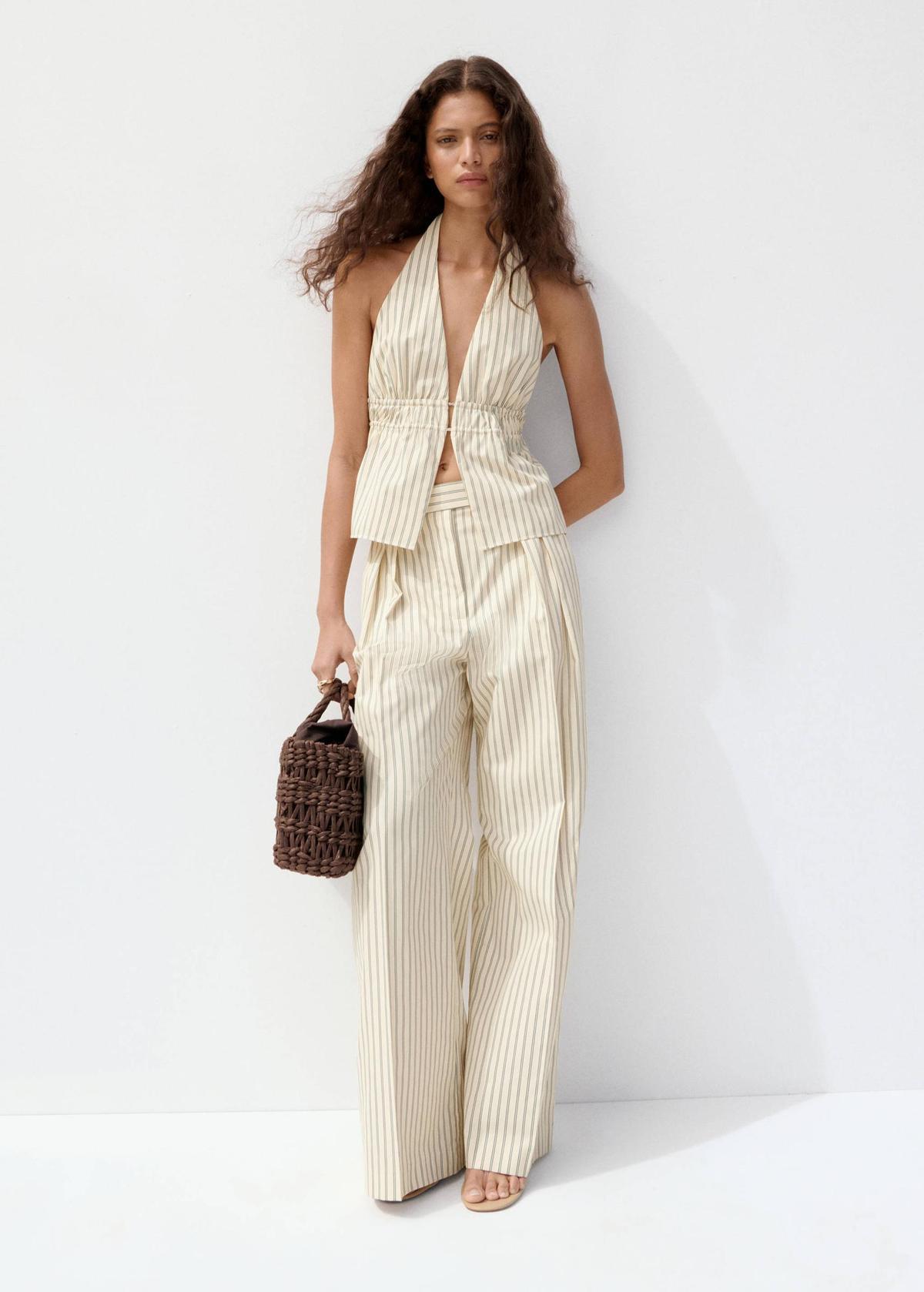 Pantalon large à fines rayures