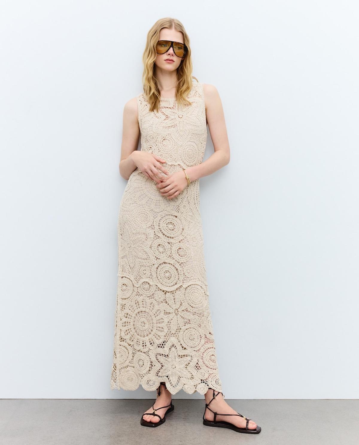 Robe en crochet blanc cassé