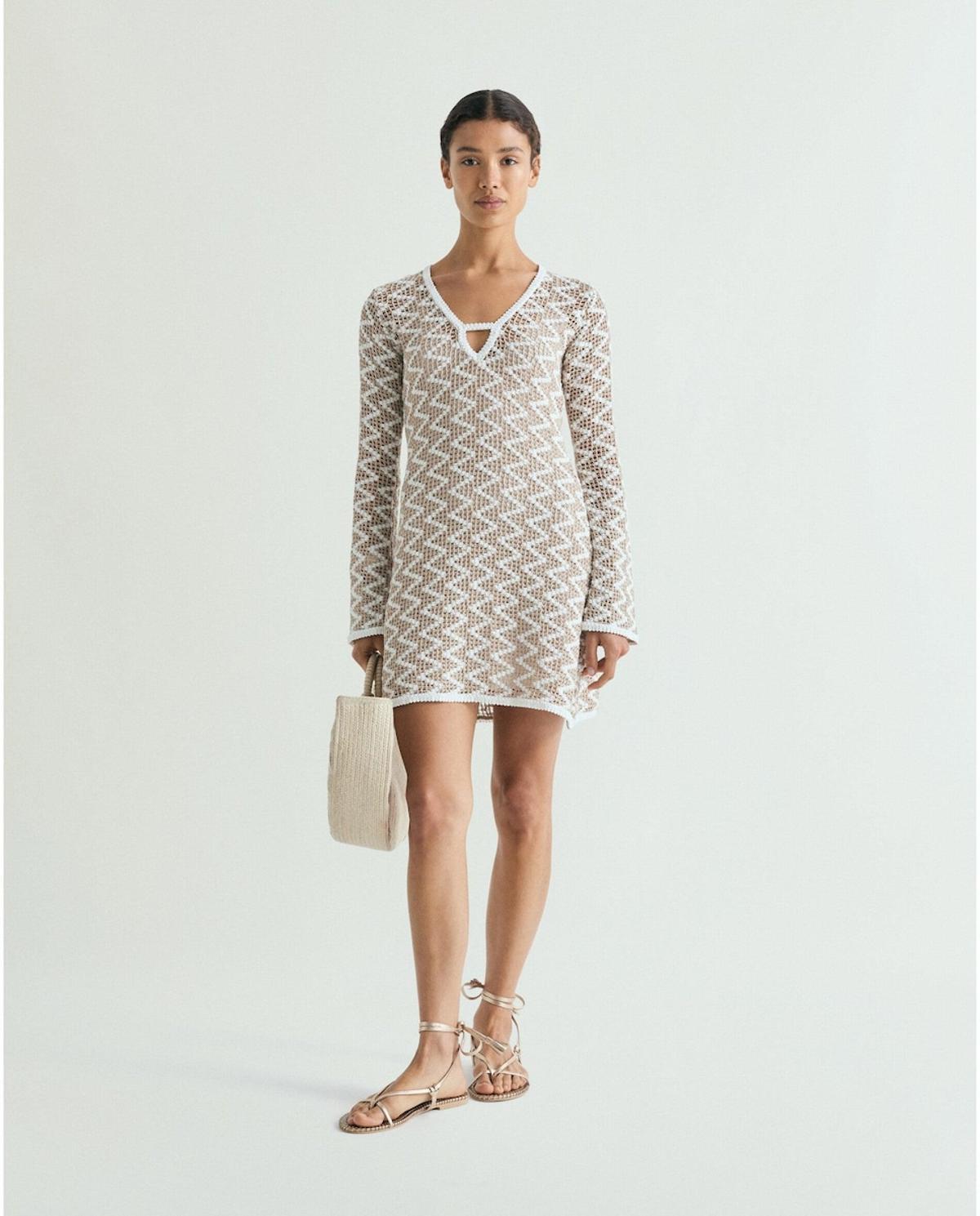 Robe courte imprimée en crochet