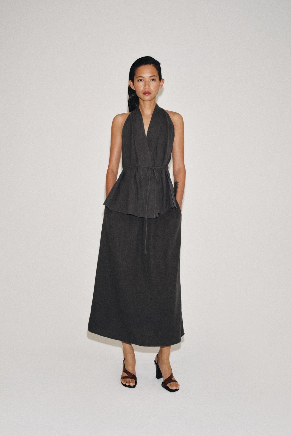 Ensemble haut en lin et jupe midi