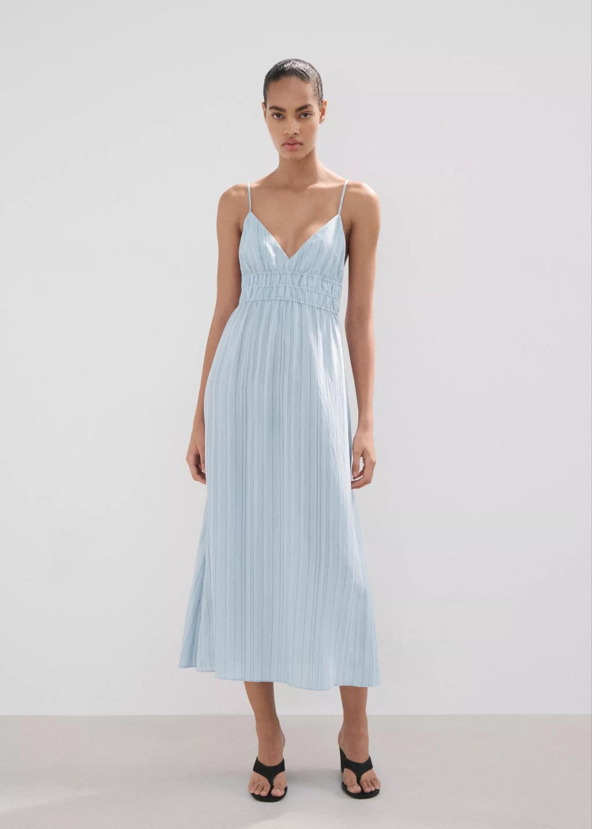 Robe froncée à rayures Mango