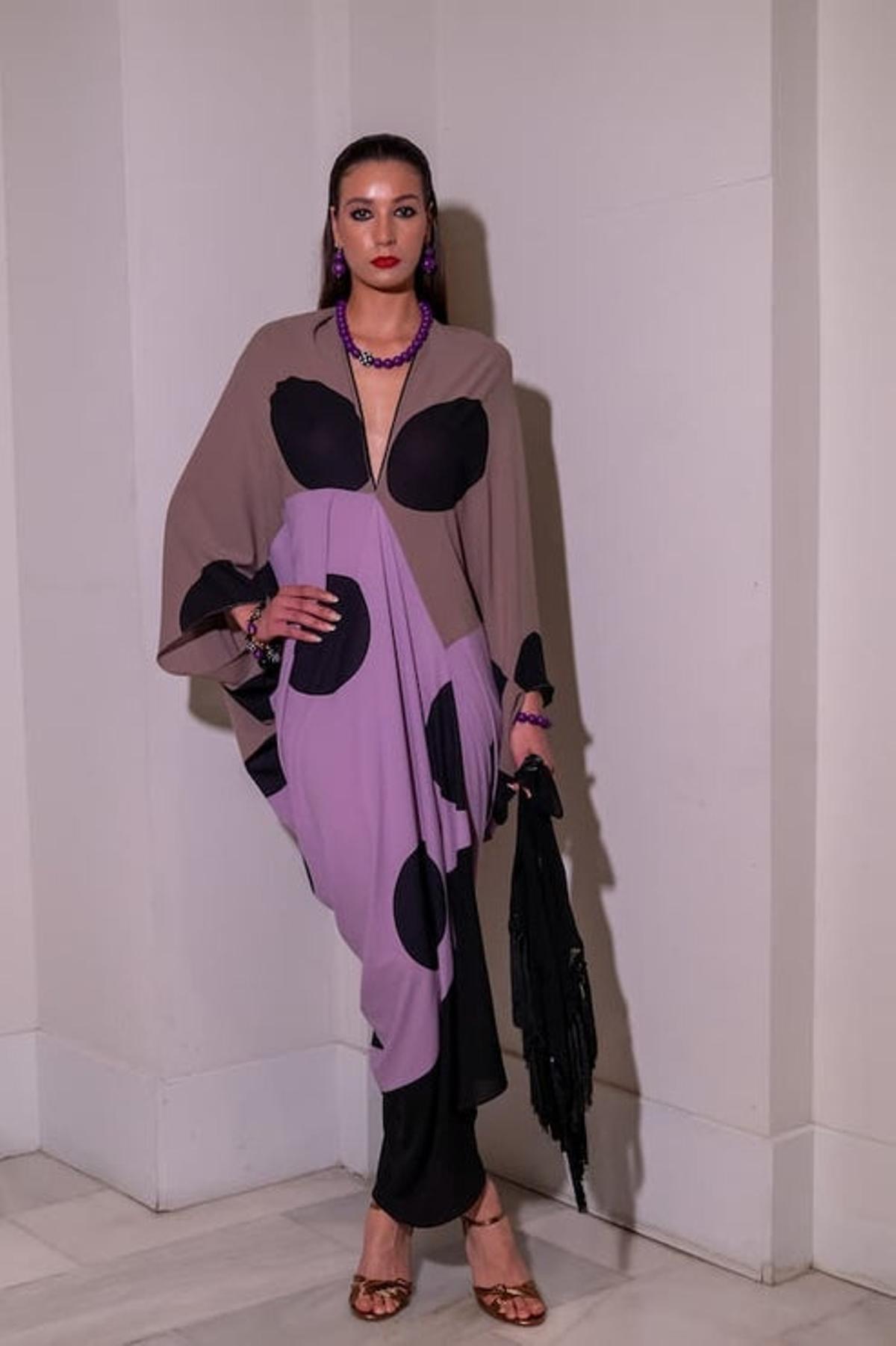 Robe à pois bicolore
