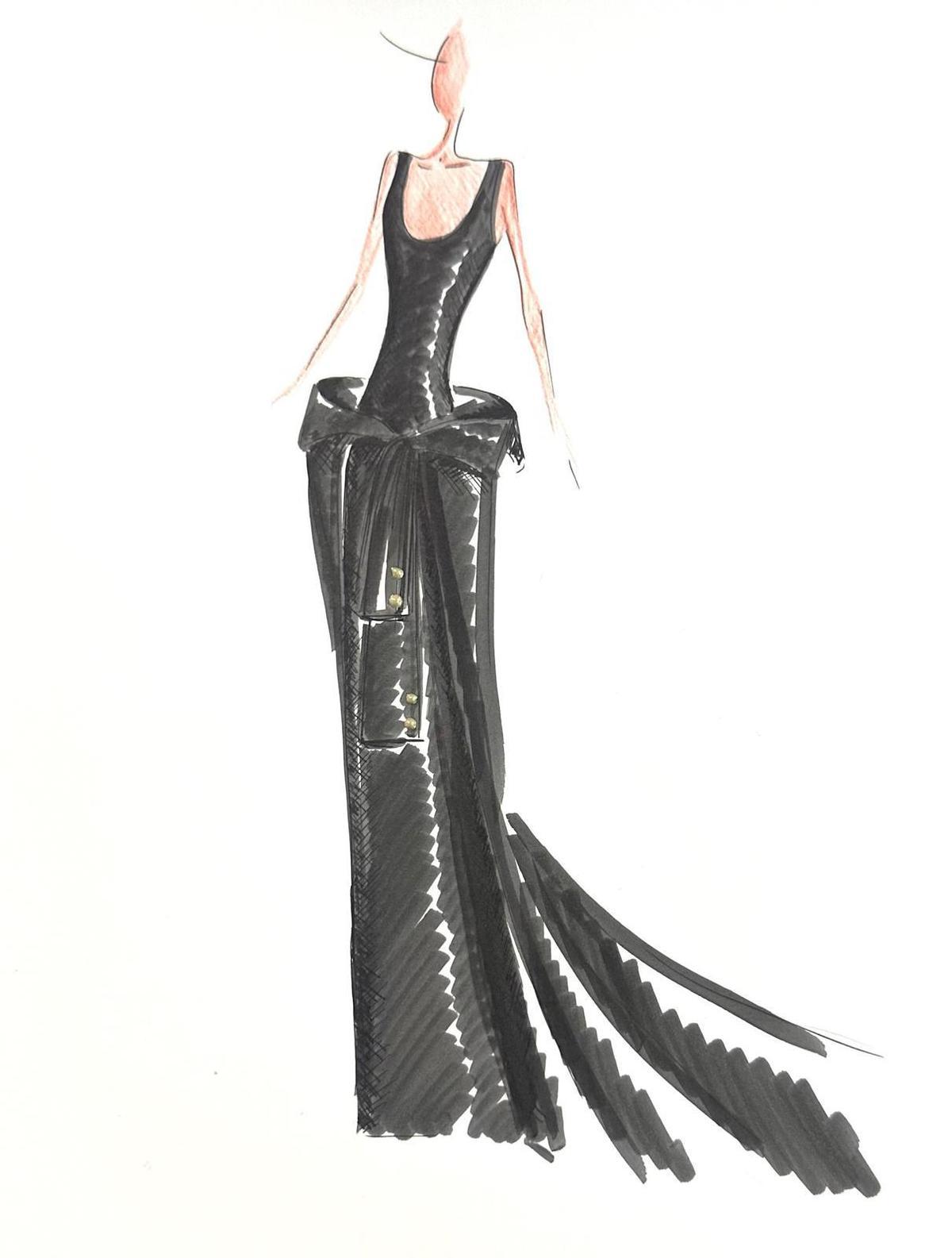 Croquis du look de Raquel Sánchez Silva pour les Fashion Academy Awards 2026