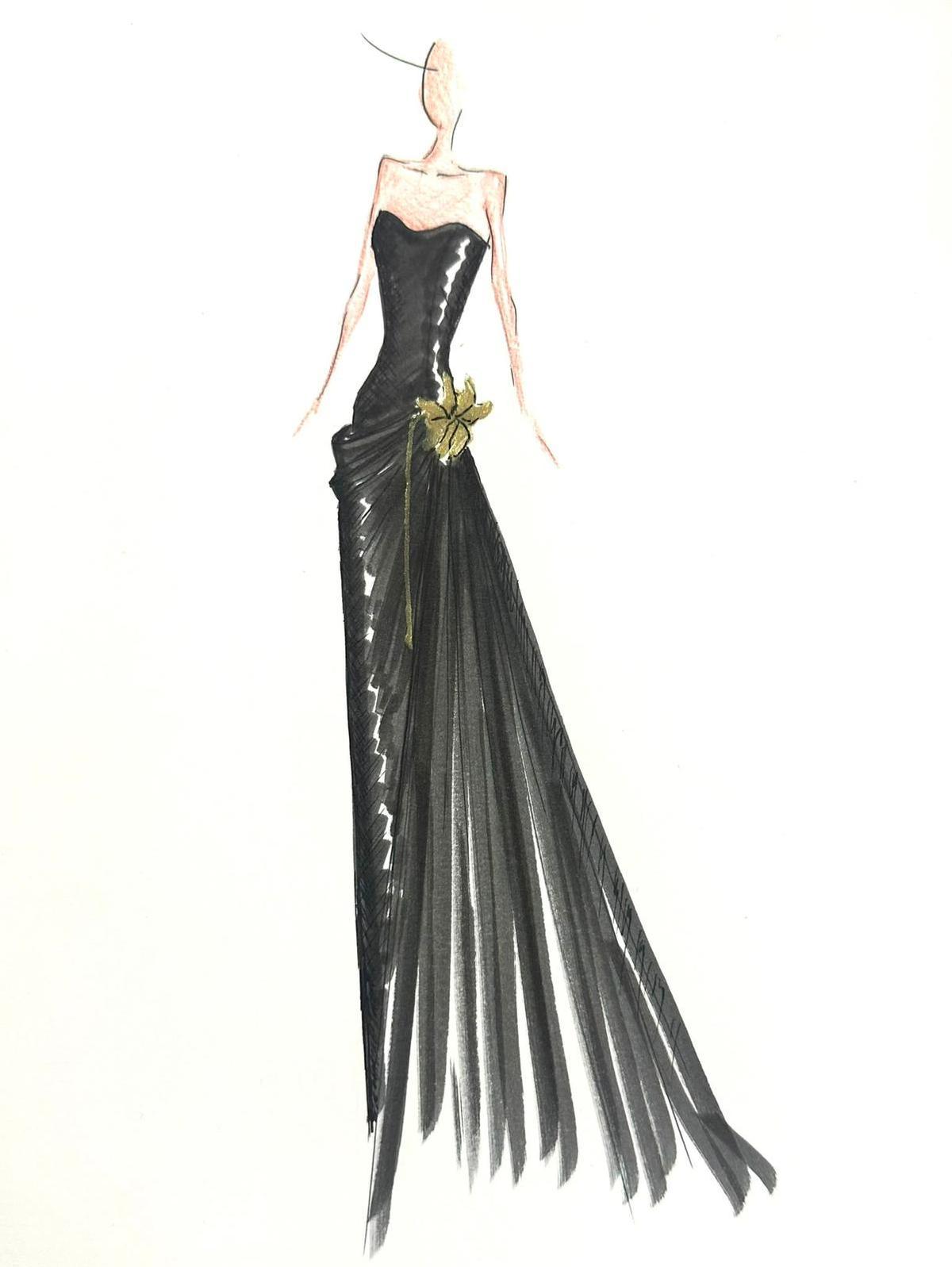 Croquis du look d'Almudena Fernández pour les Fashion Academy Awards 2026