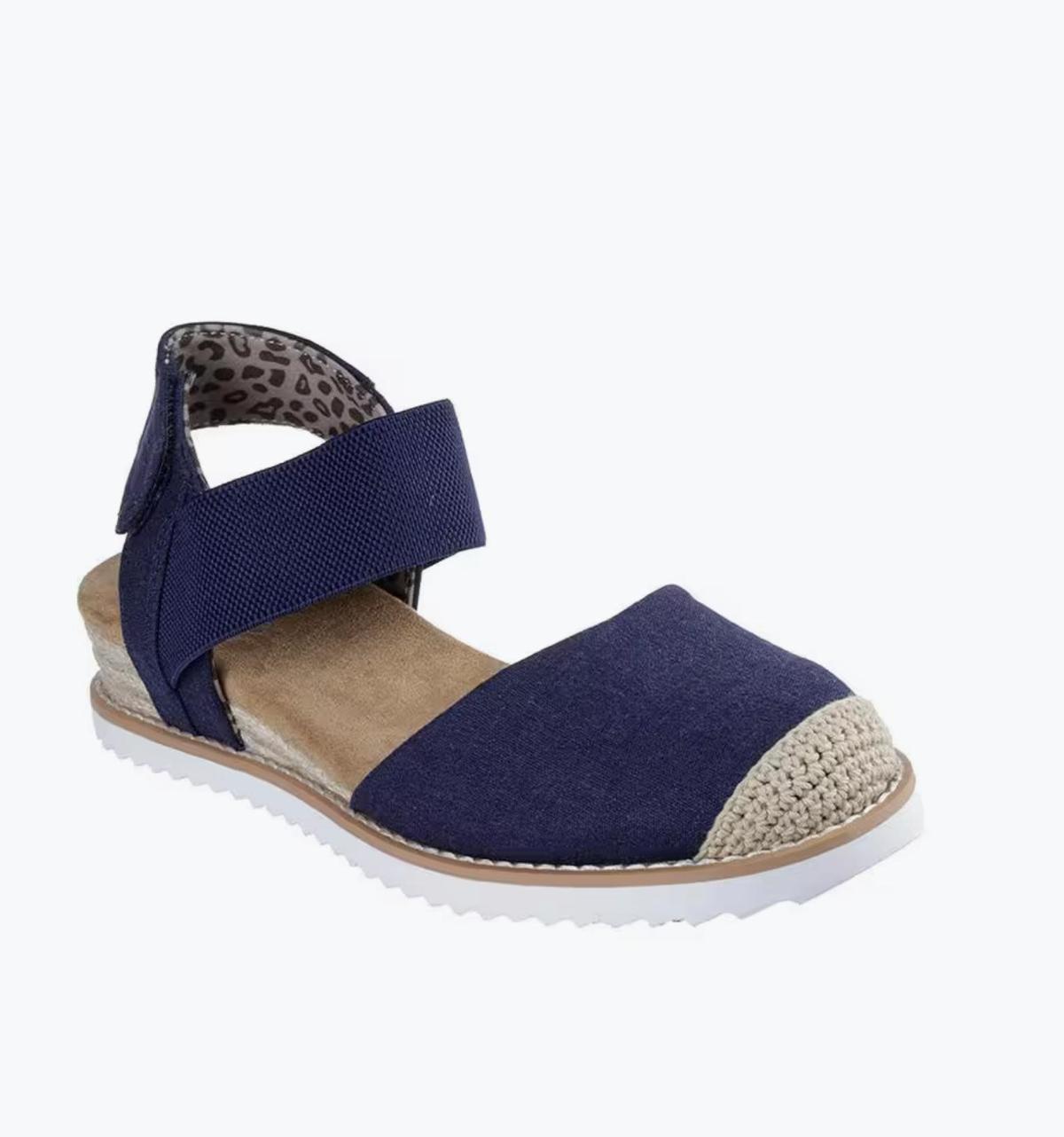 Sandales compensées basses confortables bleu marine