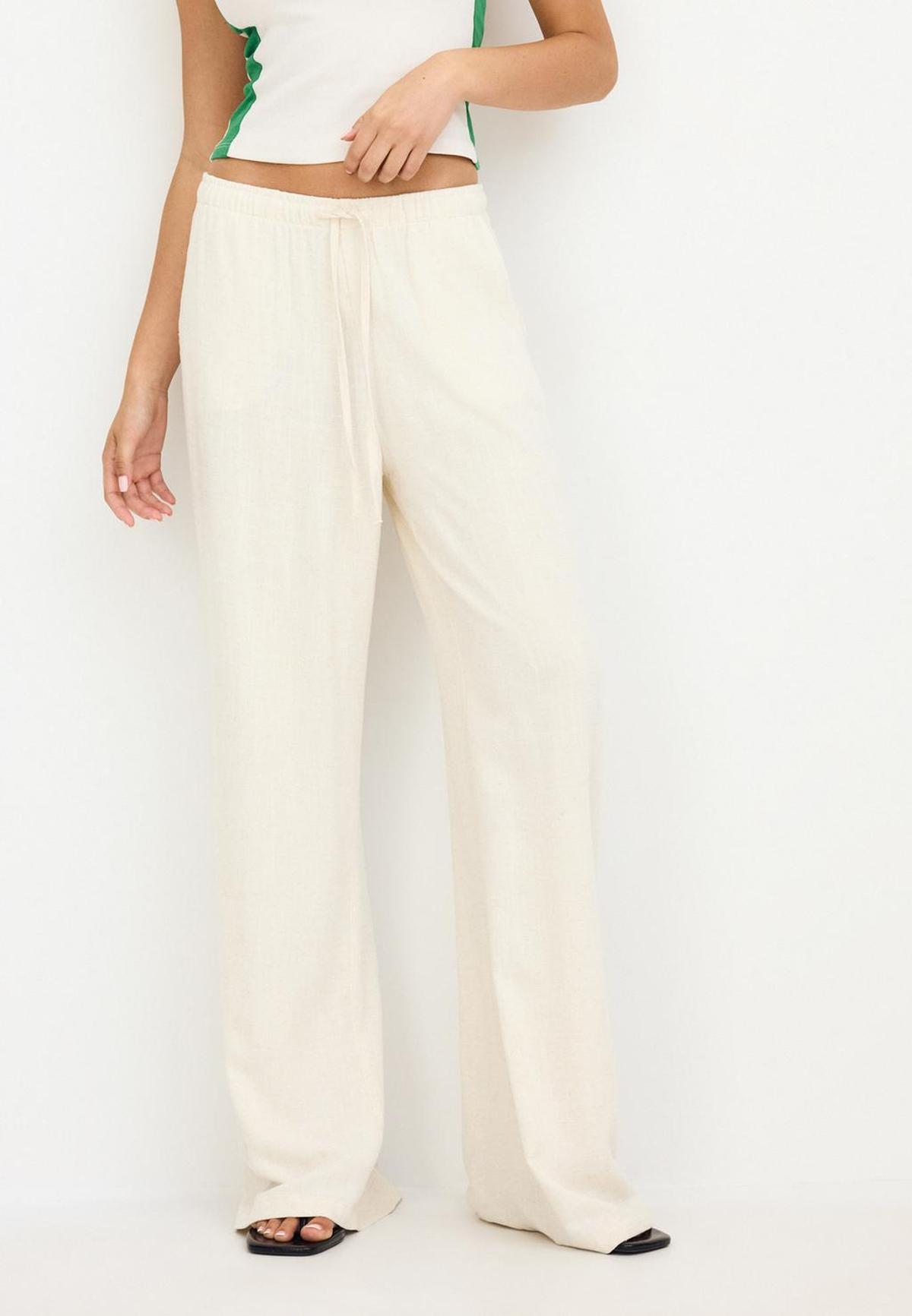 Pantalon droit effet lin