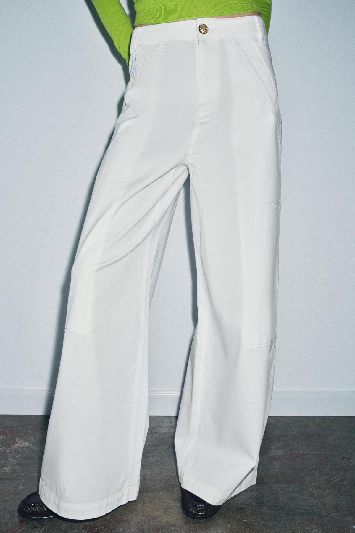 Pantalon large en coton blanc