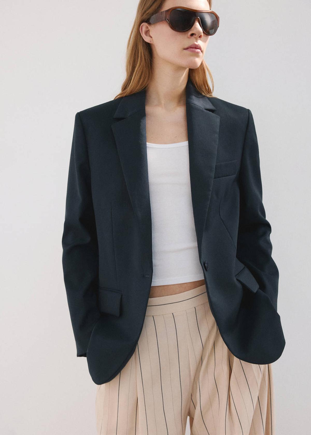 Blazer droit bleu marine