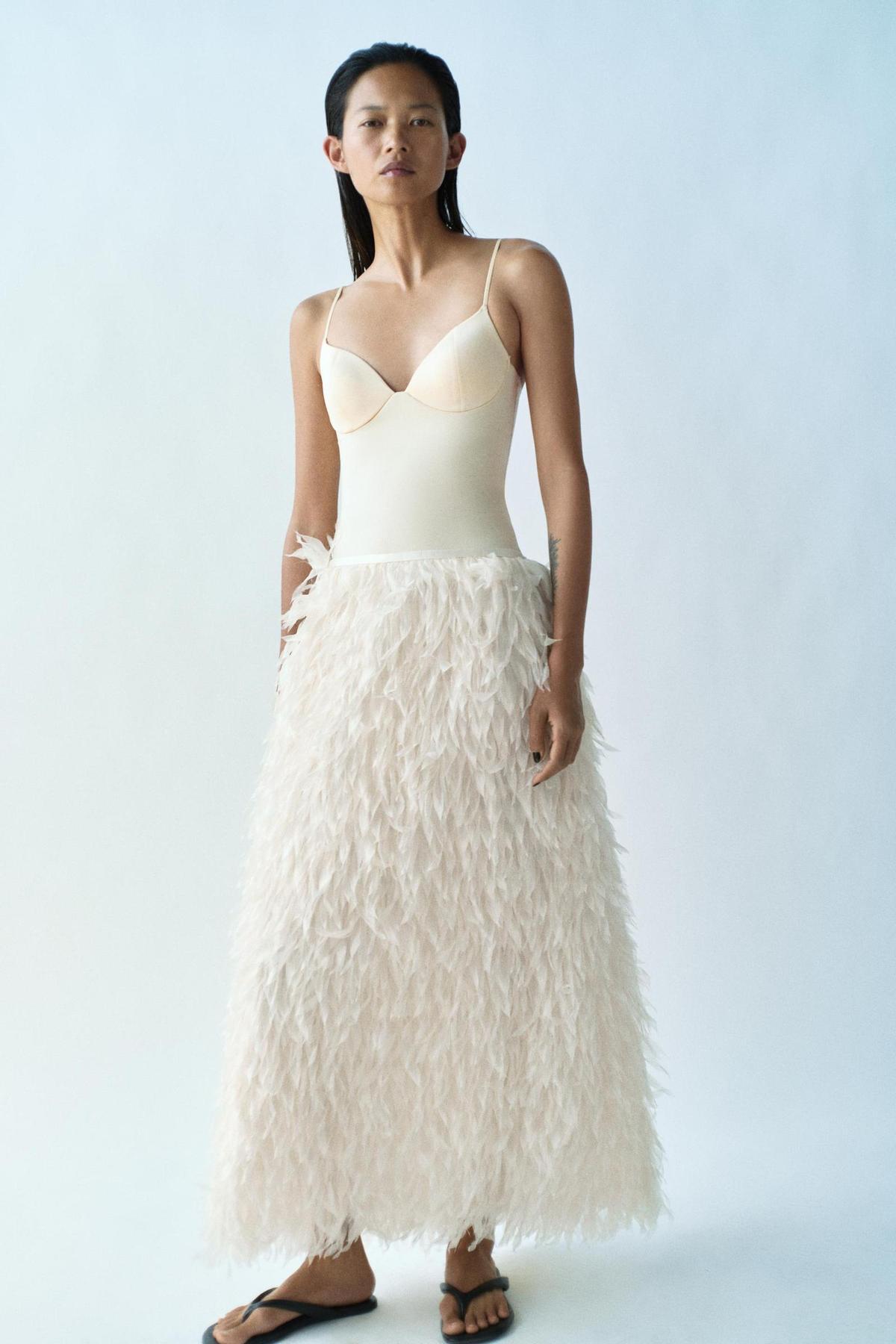 Jupe midi plumes