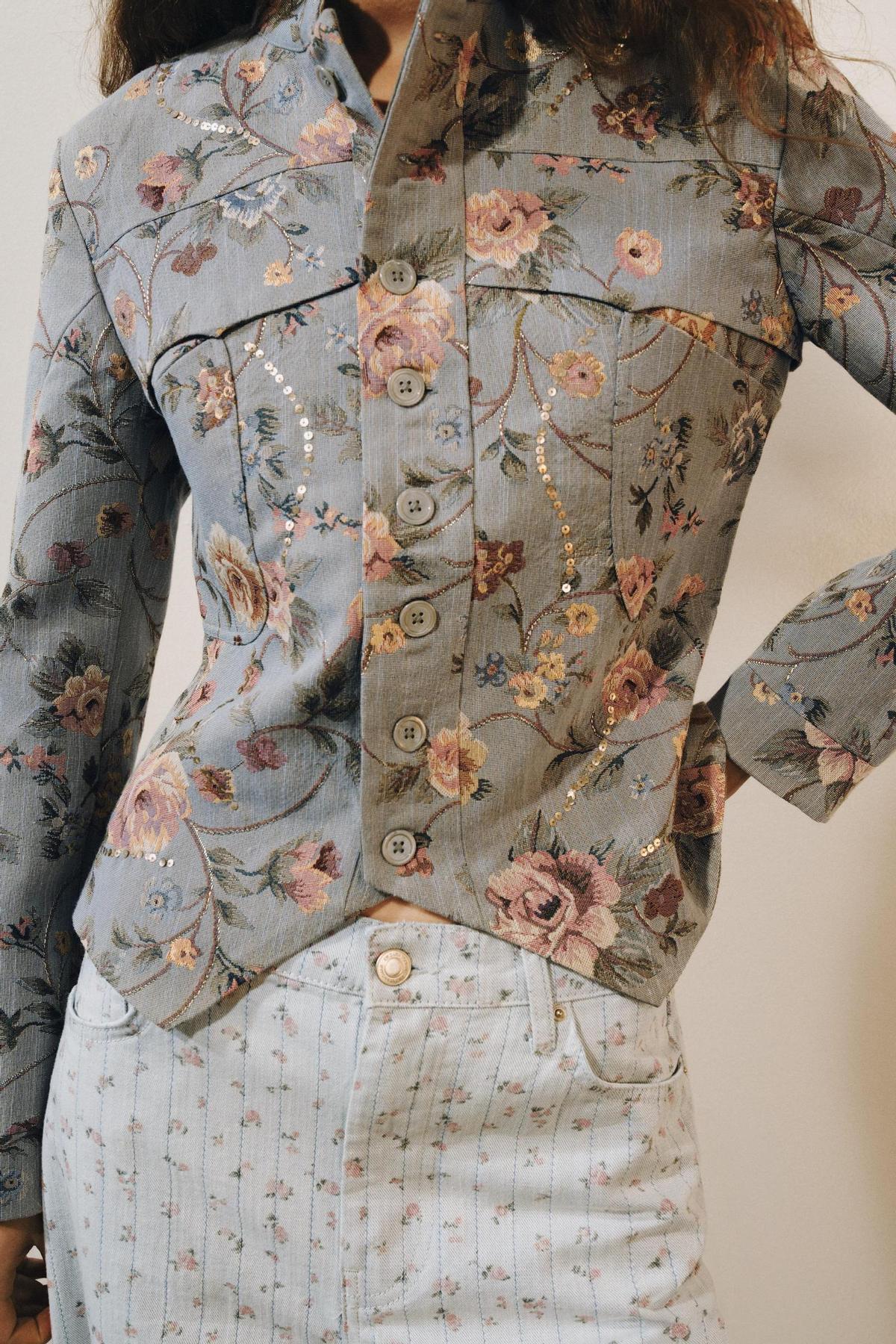 Blazer en jacquard fleuri