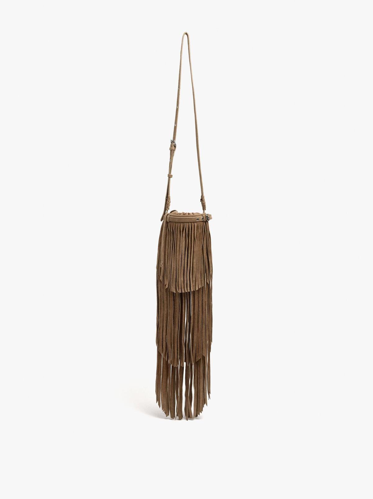 Sac bandoulière en cuir à longues franges