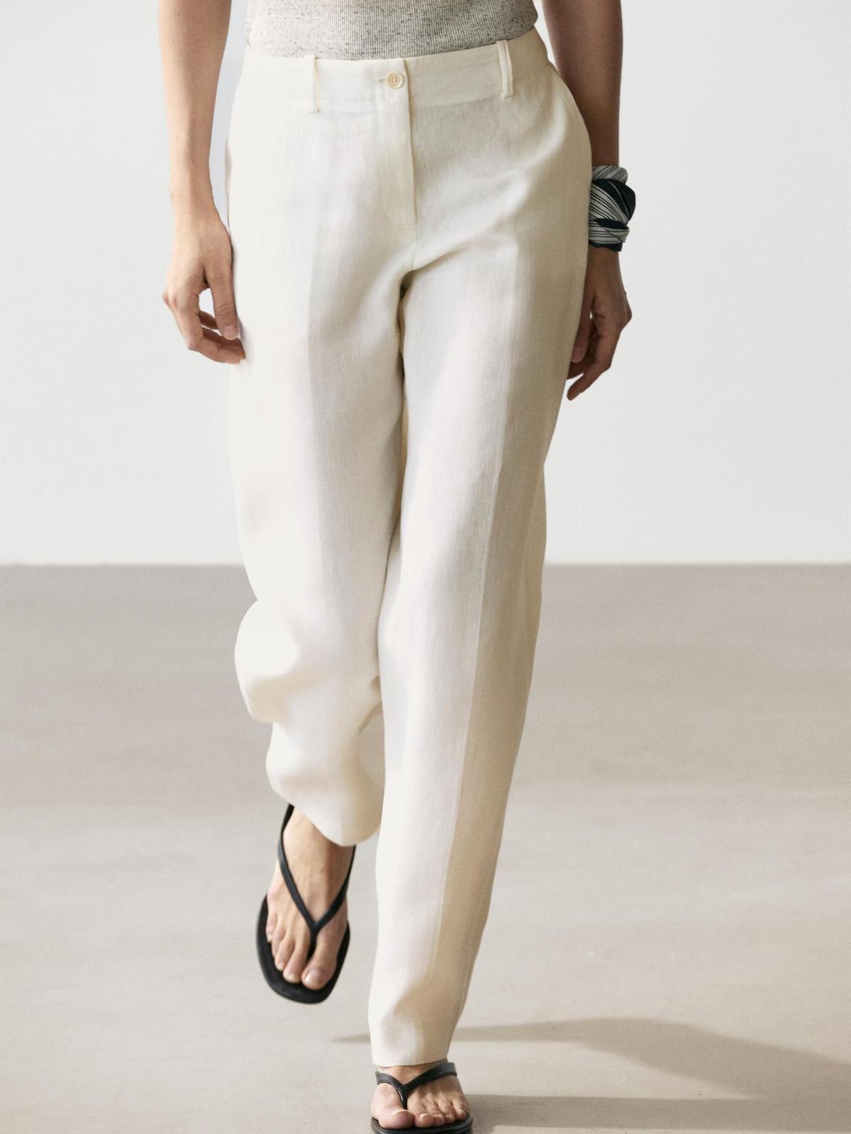 Pantalon de costume en lin blanc