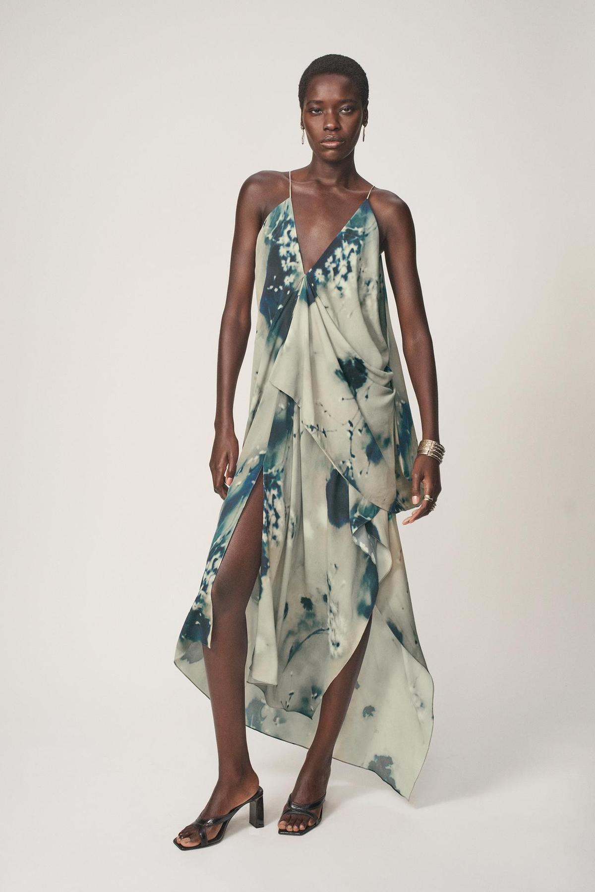 Robe fluide imprimée tie-dye