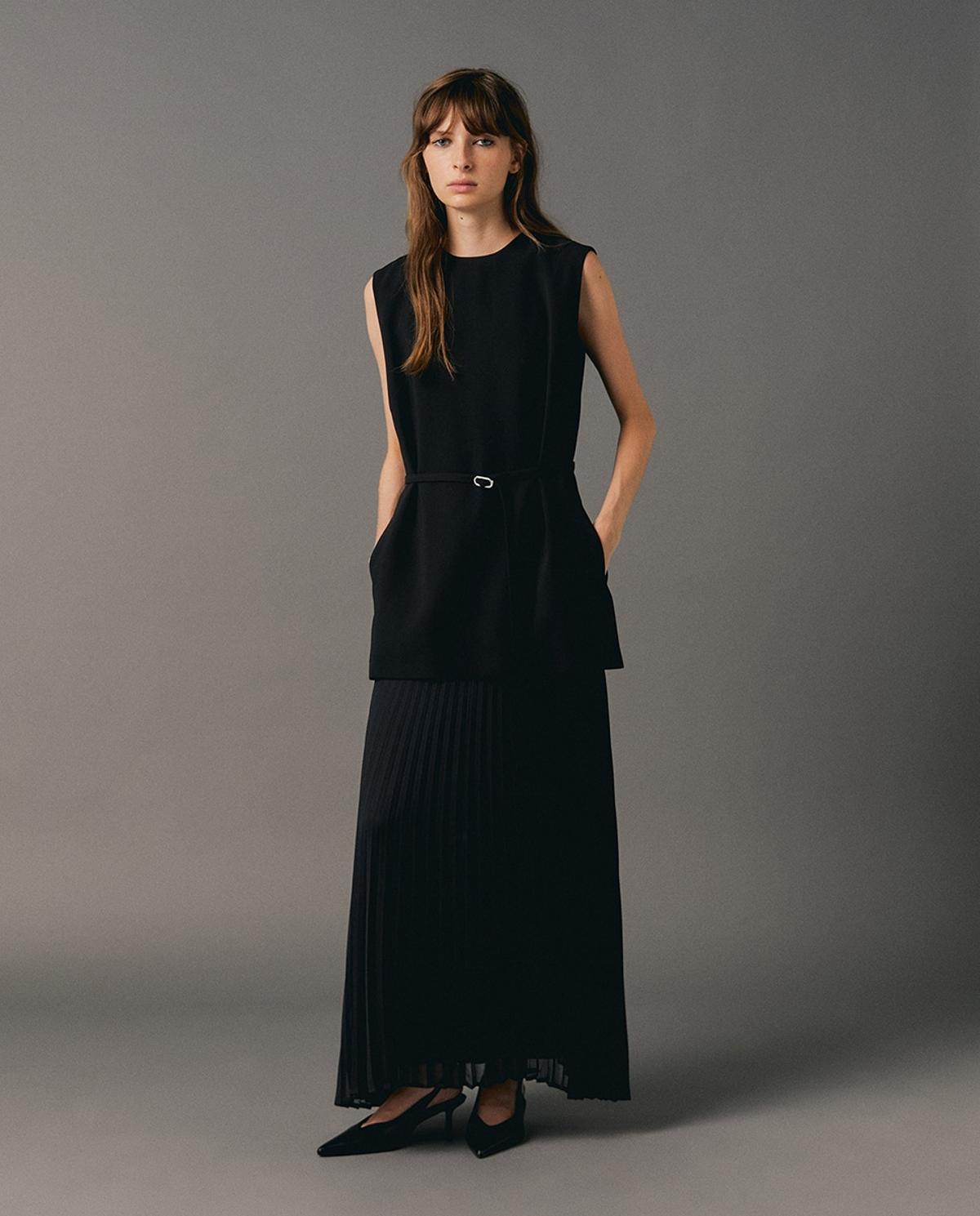 Robe midi combinée gris foncé
