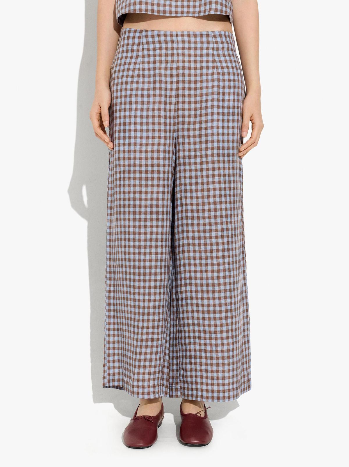 Pantalon large à carreaux