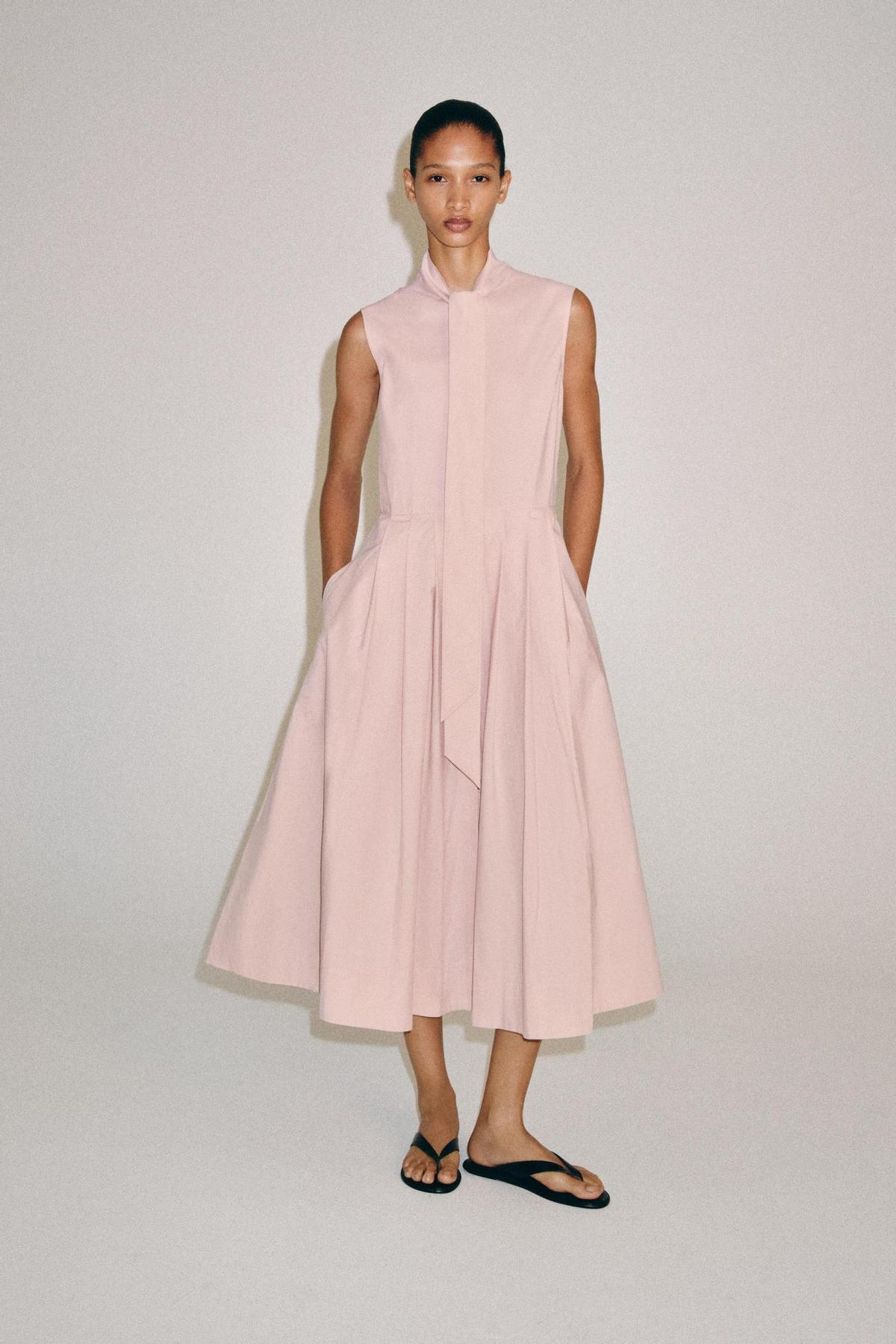 Robe chemise midi avec nœud