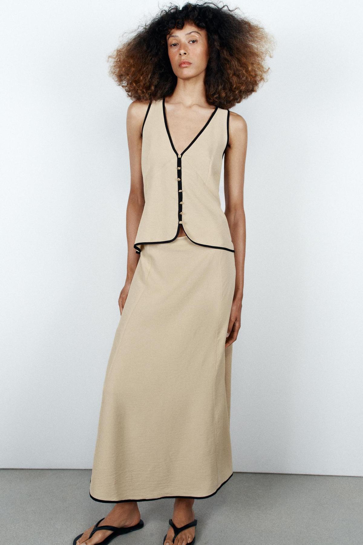 Robe midi contrastée brillante