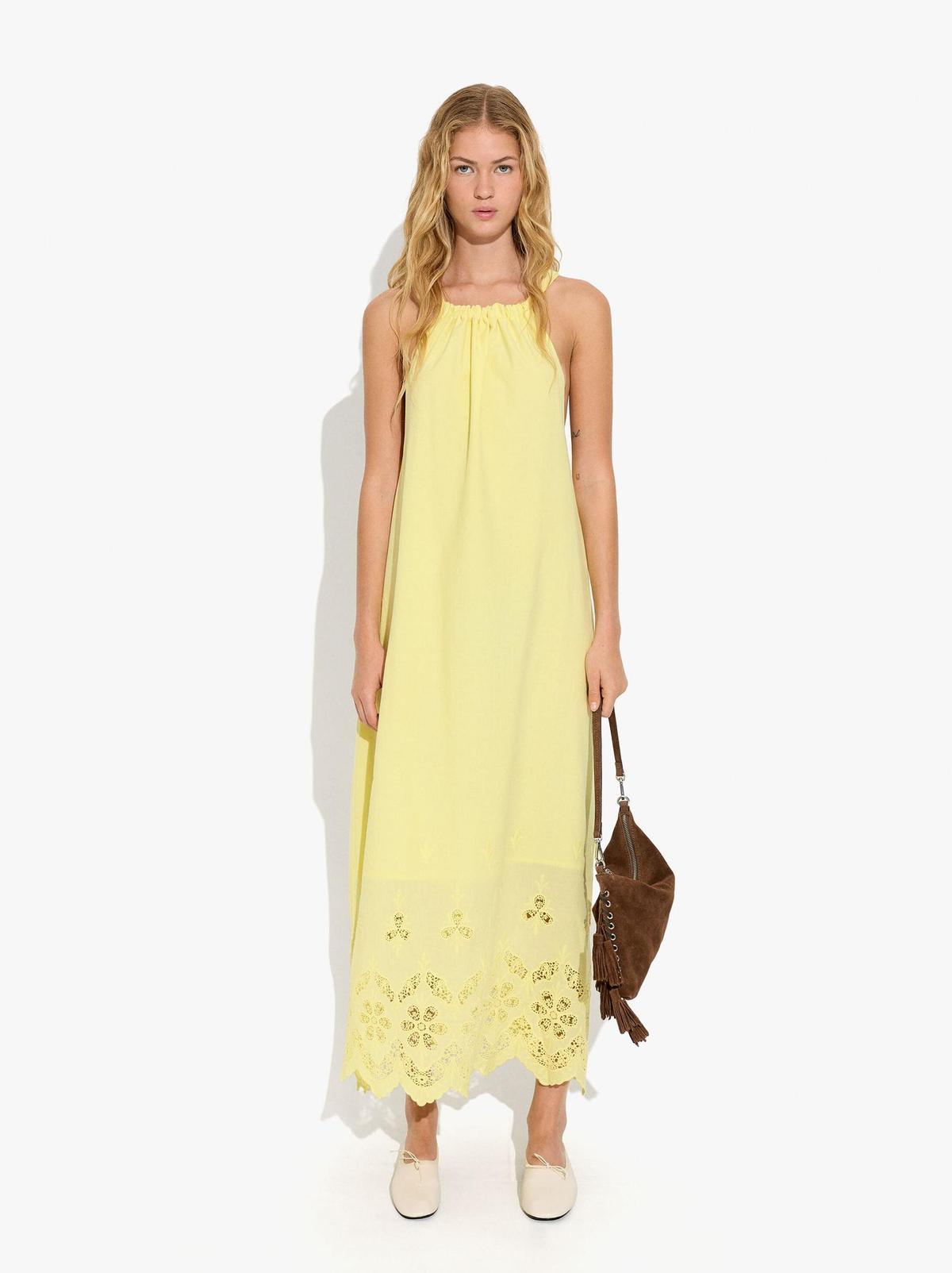 Robe midi avec broderie ajourée