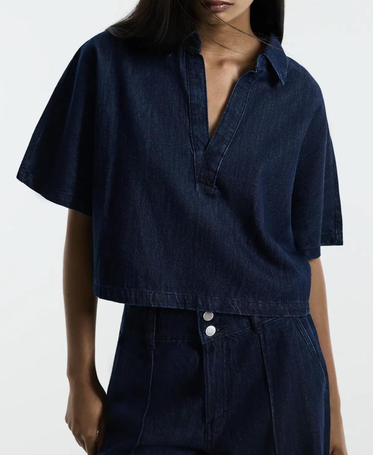 Chemise courte en jean