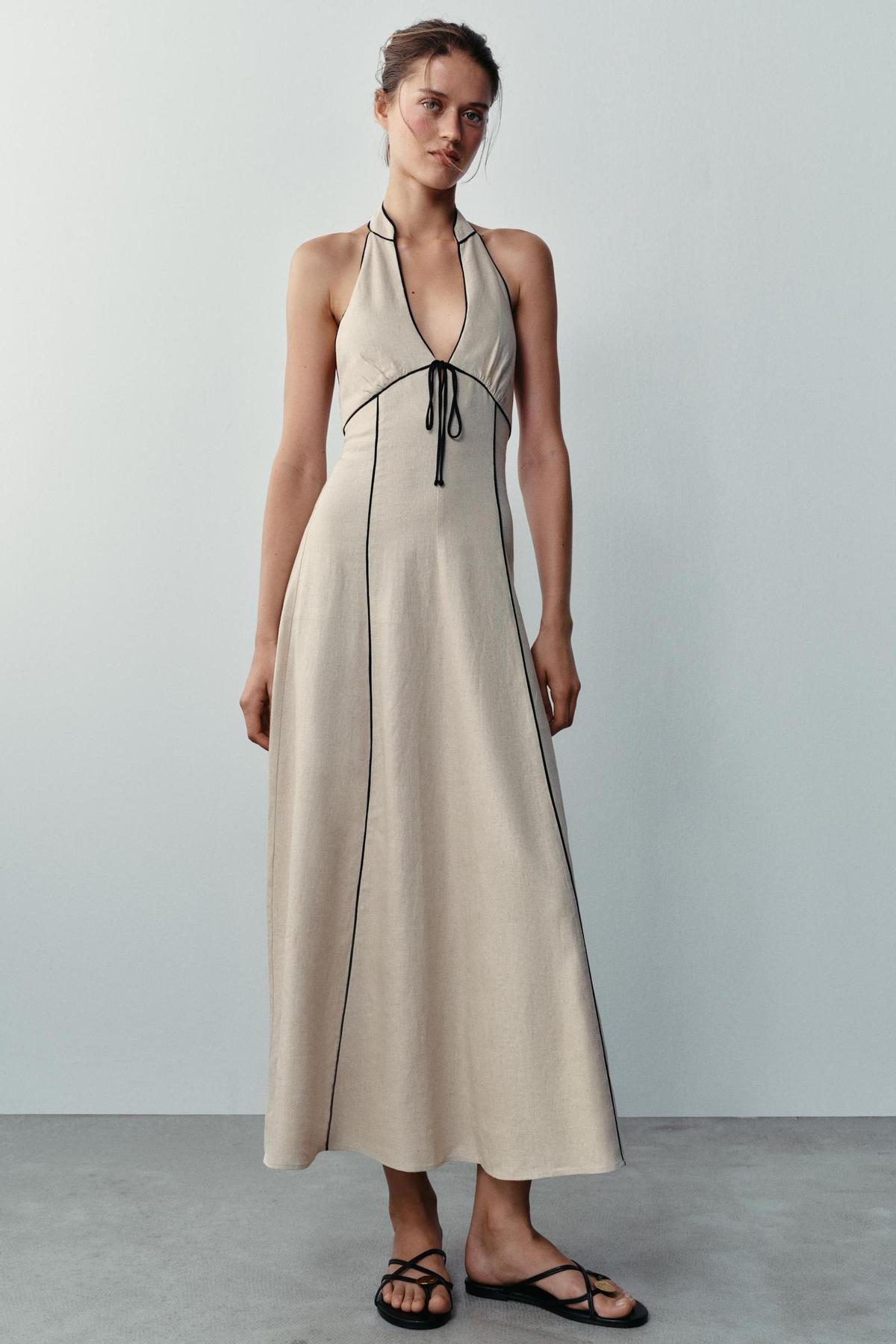 Robe en lin contrasté vif