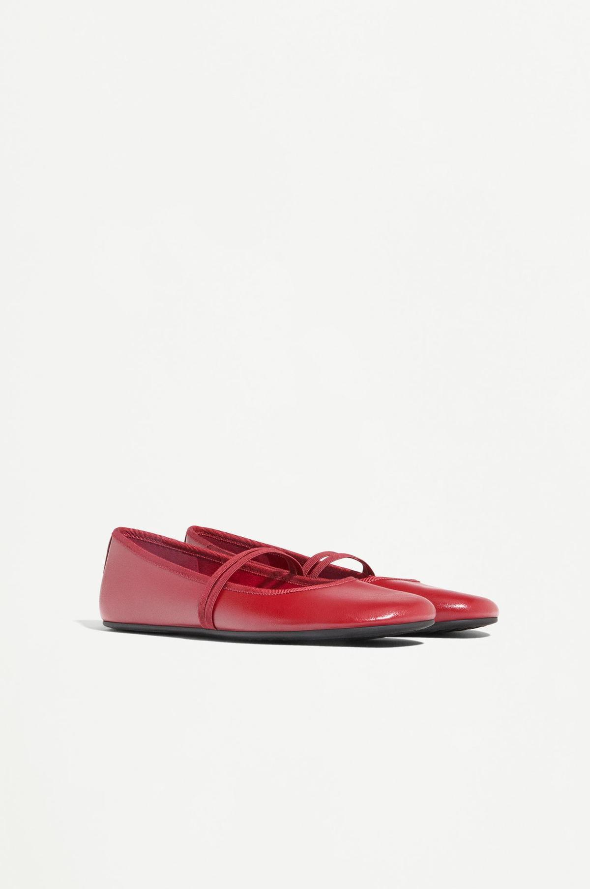 Ballerines plates pieds nus rouges
