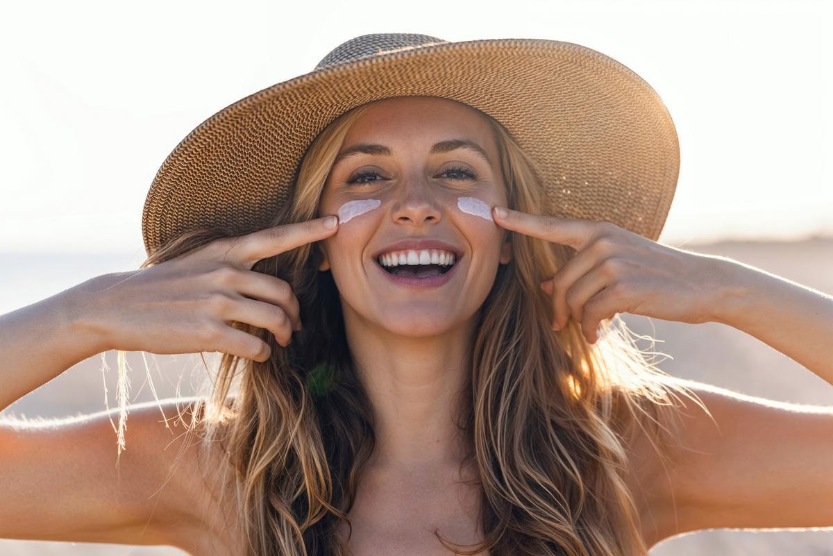 crème solaire sur le visage