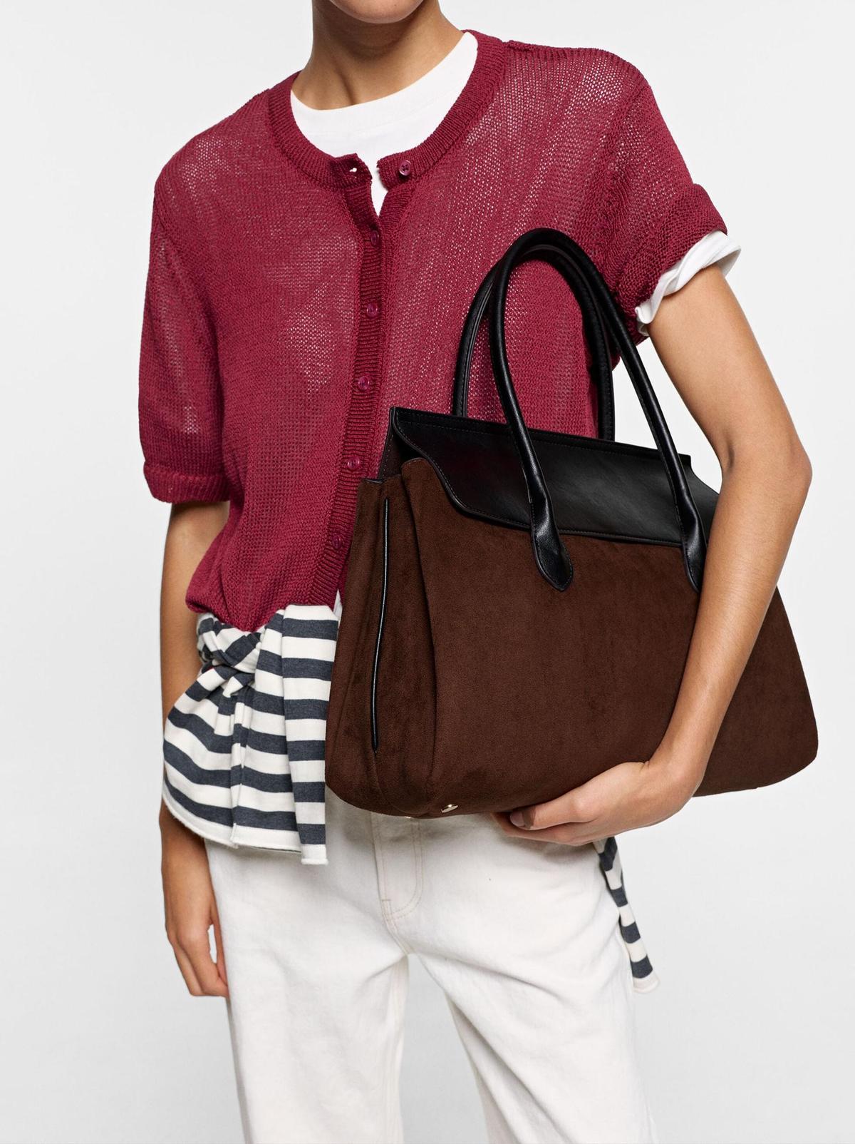 Sac cabas effet cuir marron