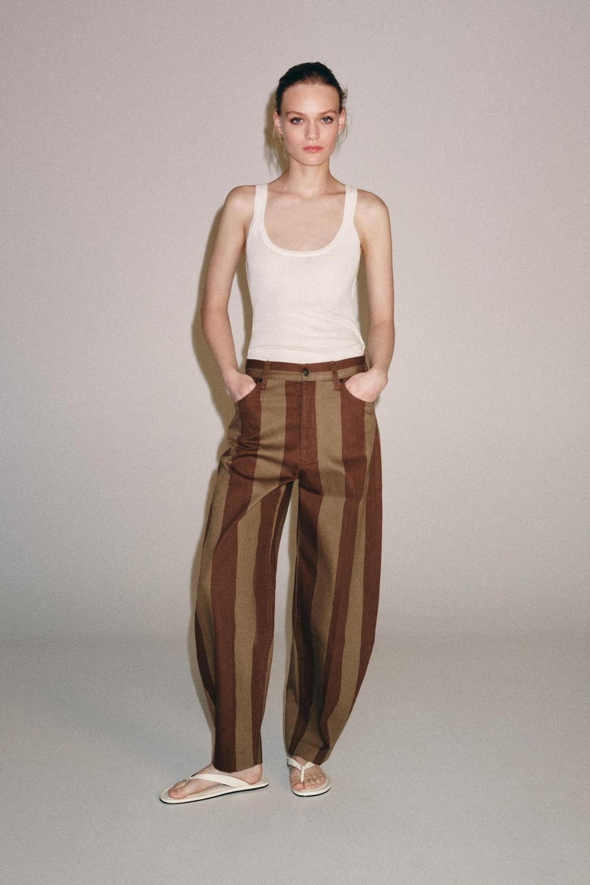 Pantalon tonneau rayé