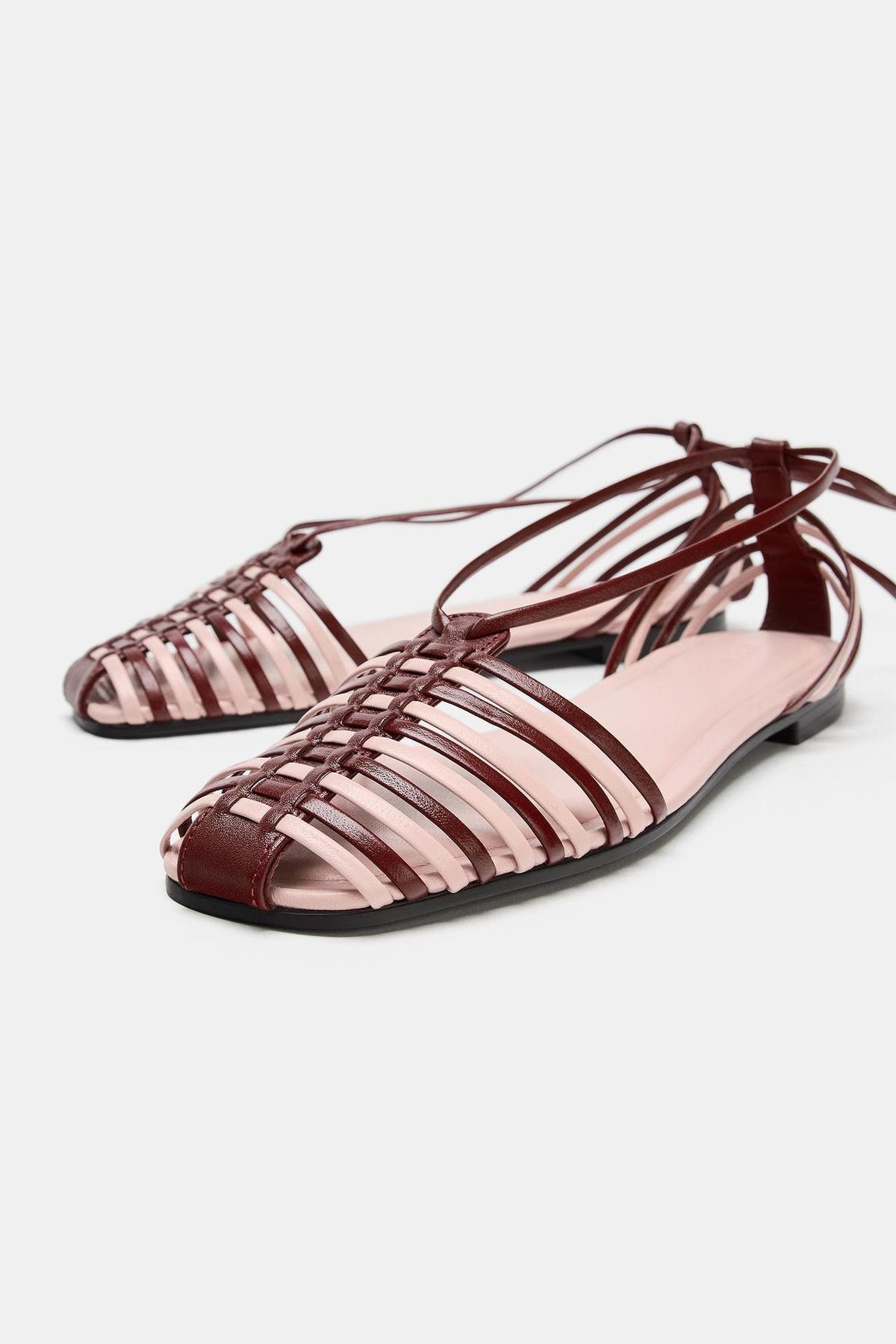 Sandales plates crabe en cuir