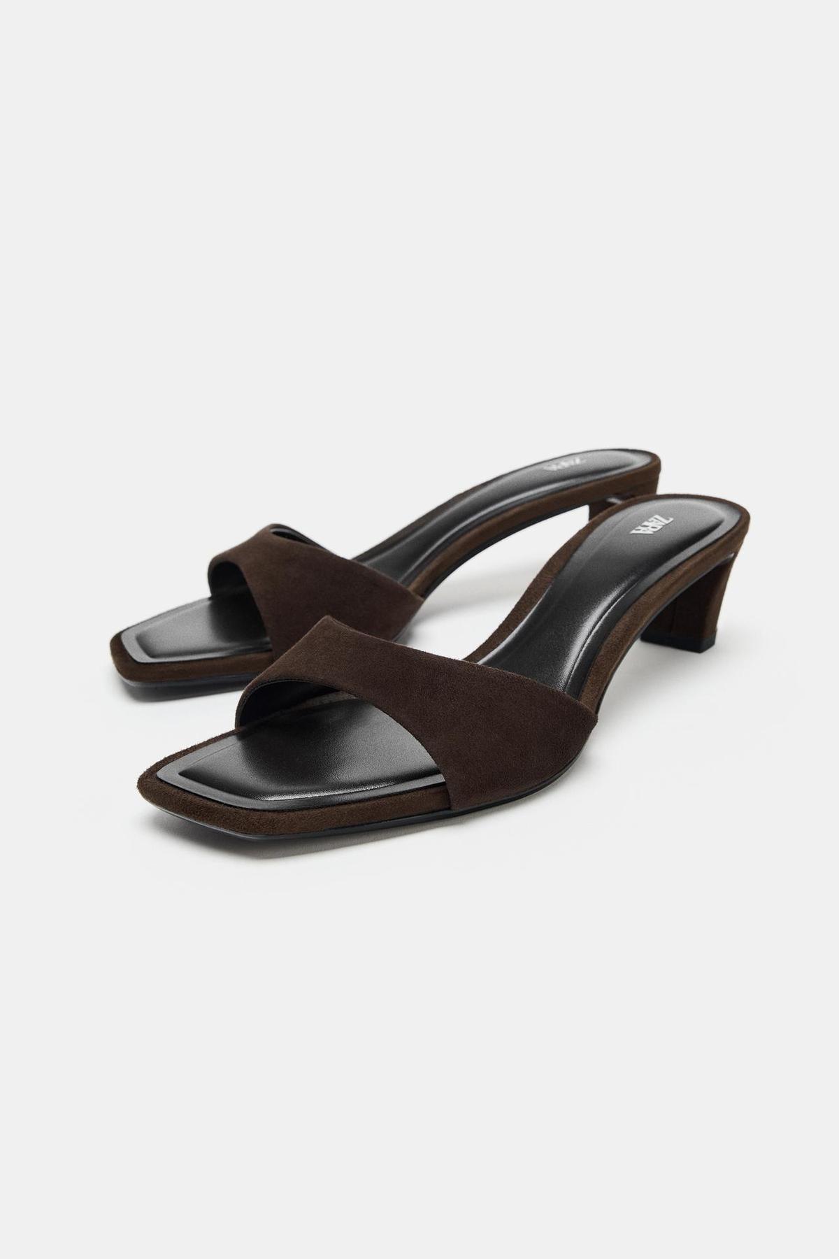 Sandales à talons en daim marron
