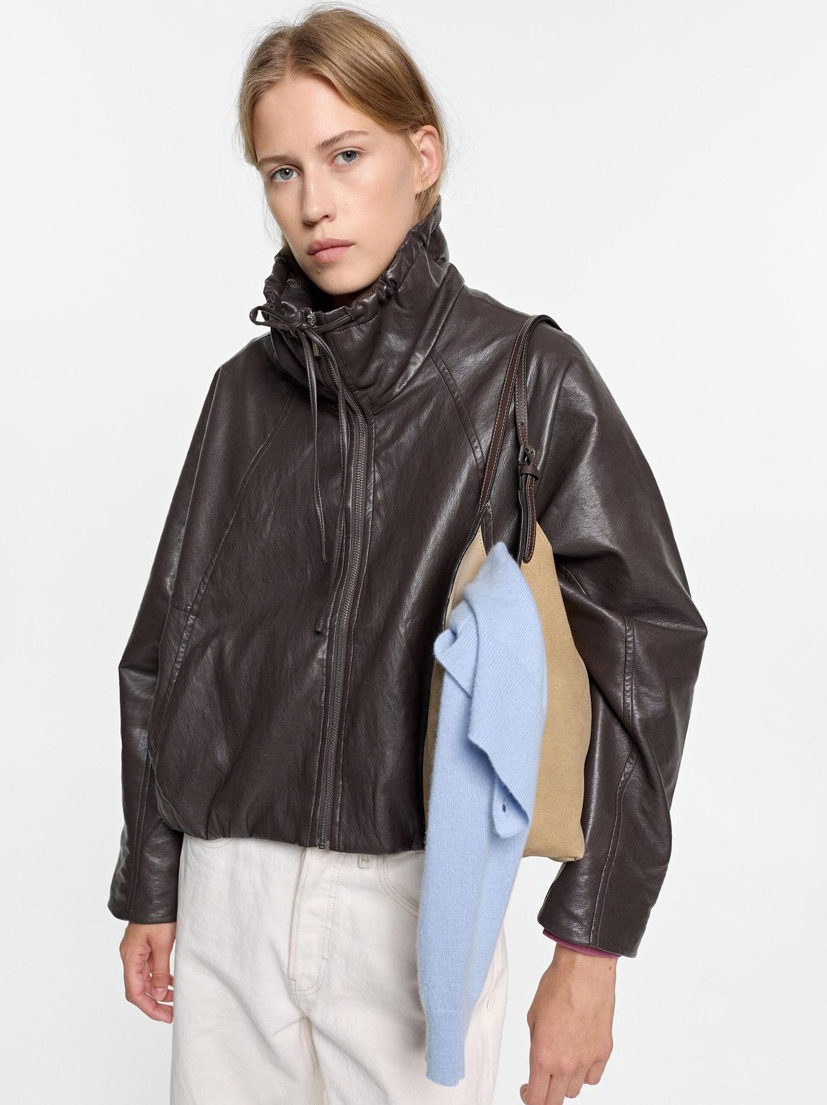 Bomber effet cuir marron