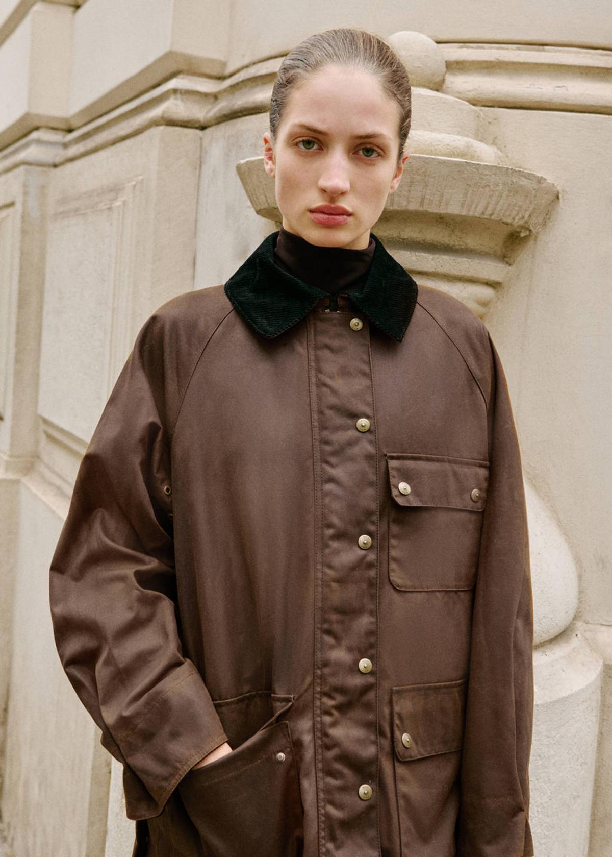 Veste Barbour cirée avec col en velours côtelé