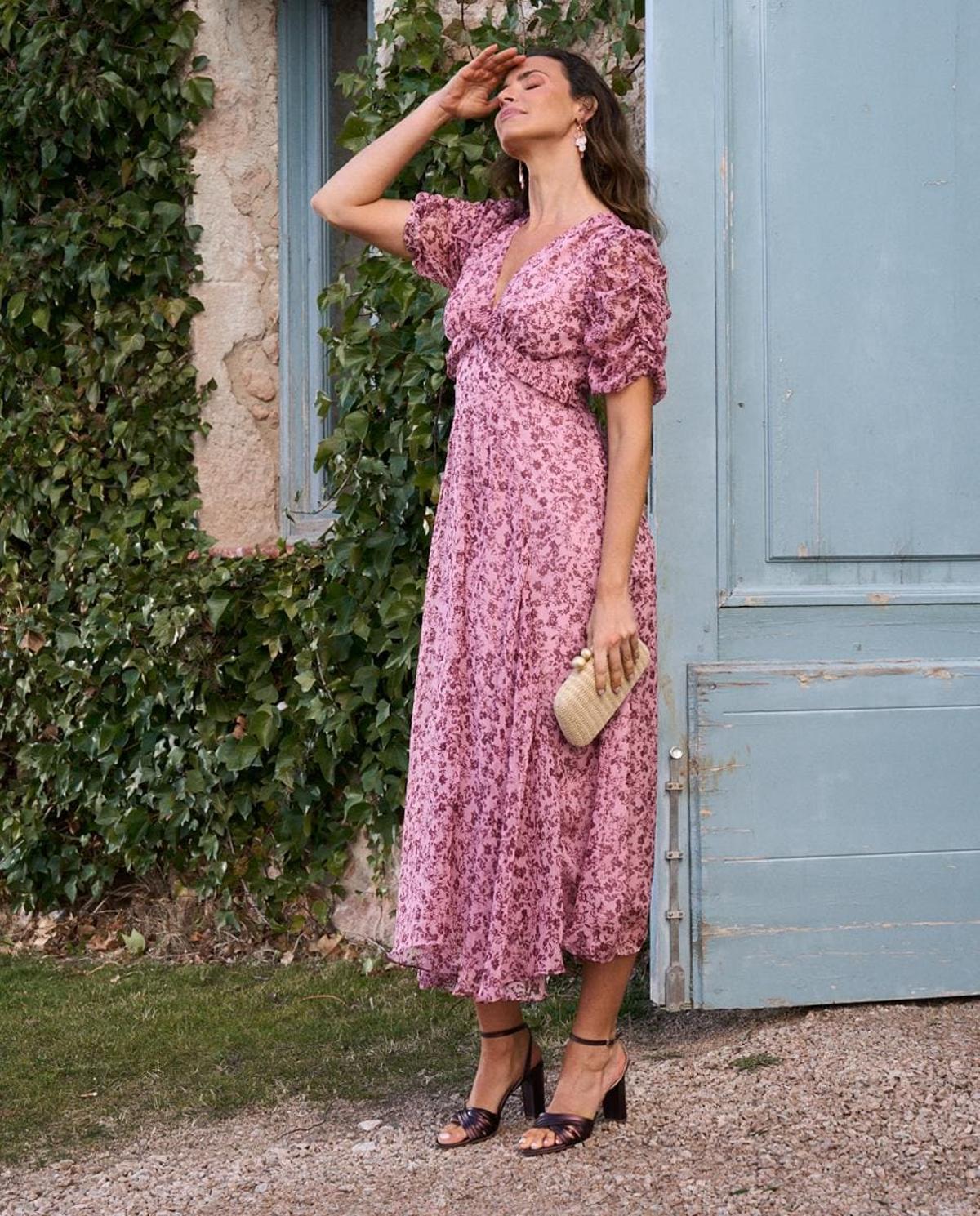 Robe imprimée à manches bouffantes