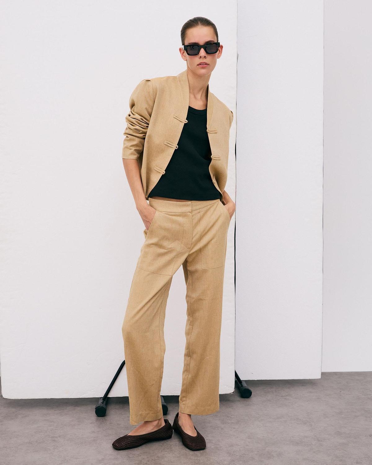 Pantalon droit beige