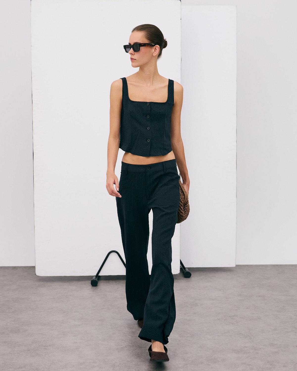 Pantalon droit texturé