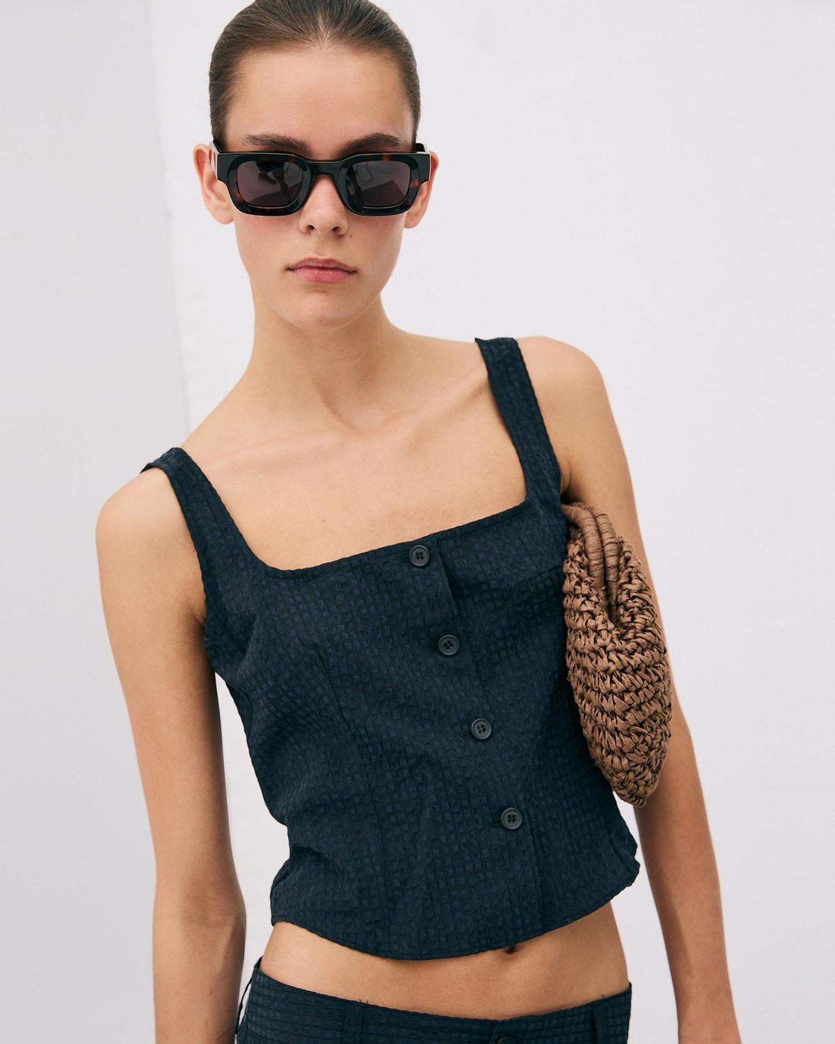 Gilet court texturé