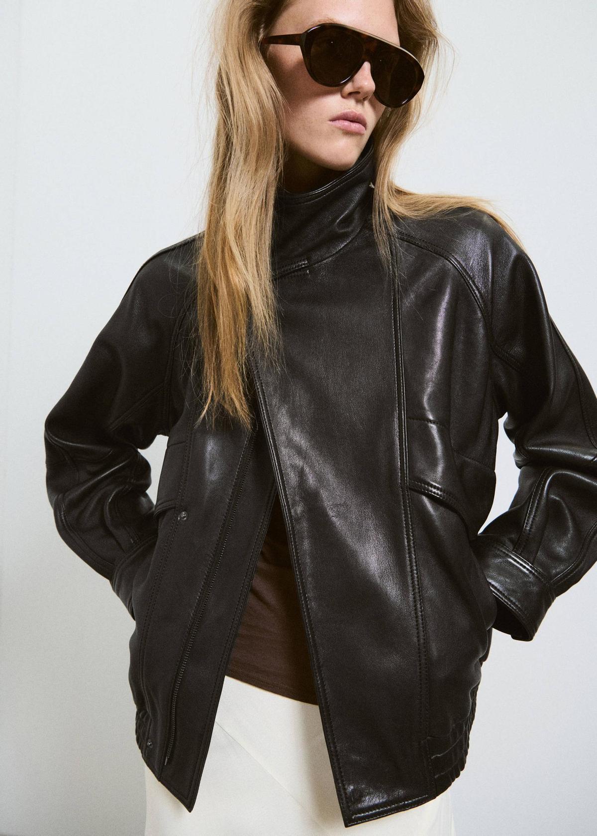 Veste en cuir marron