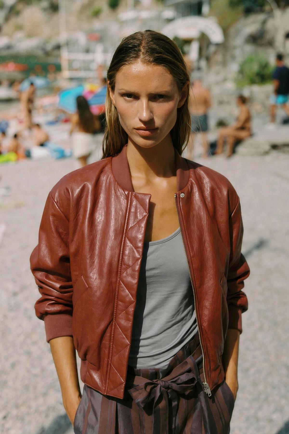 Bomber effet cuir marron