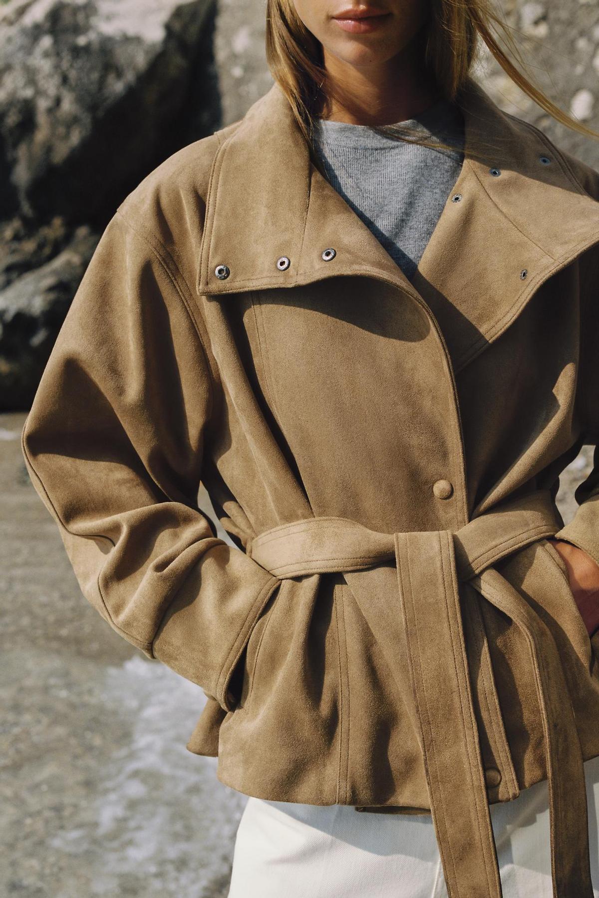 Veste en daim avec ceinture