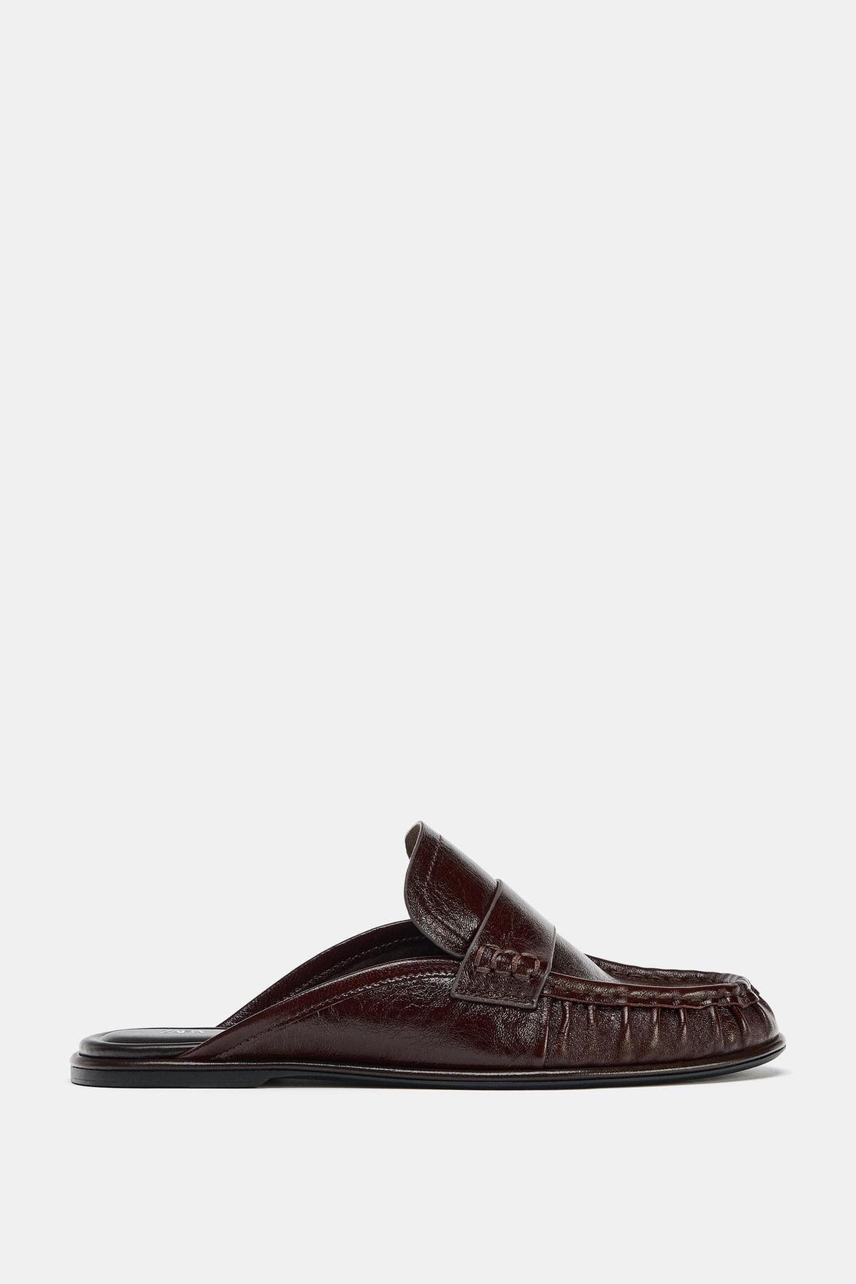 Mocassins à bride arrière en cuir bordeaux