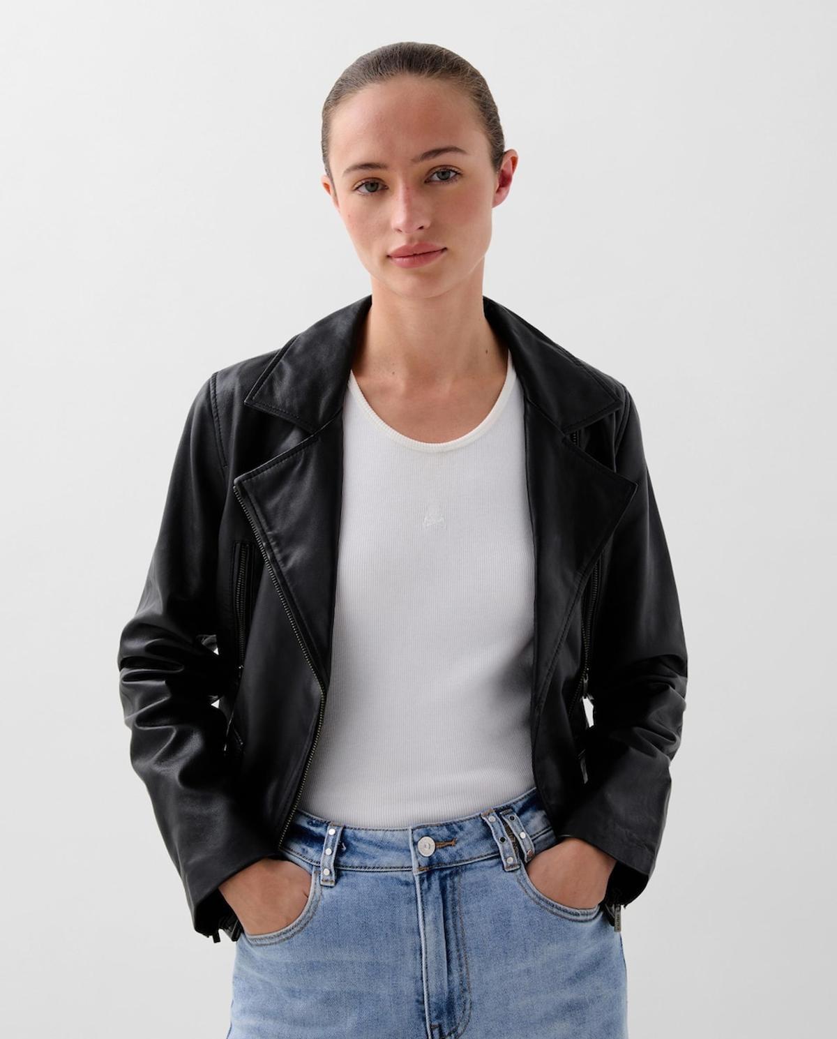 Veste en cuir style motard