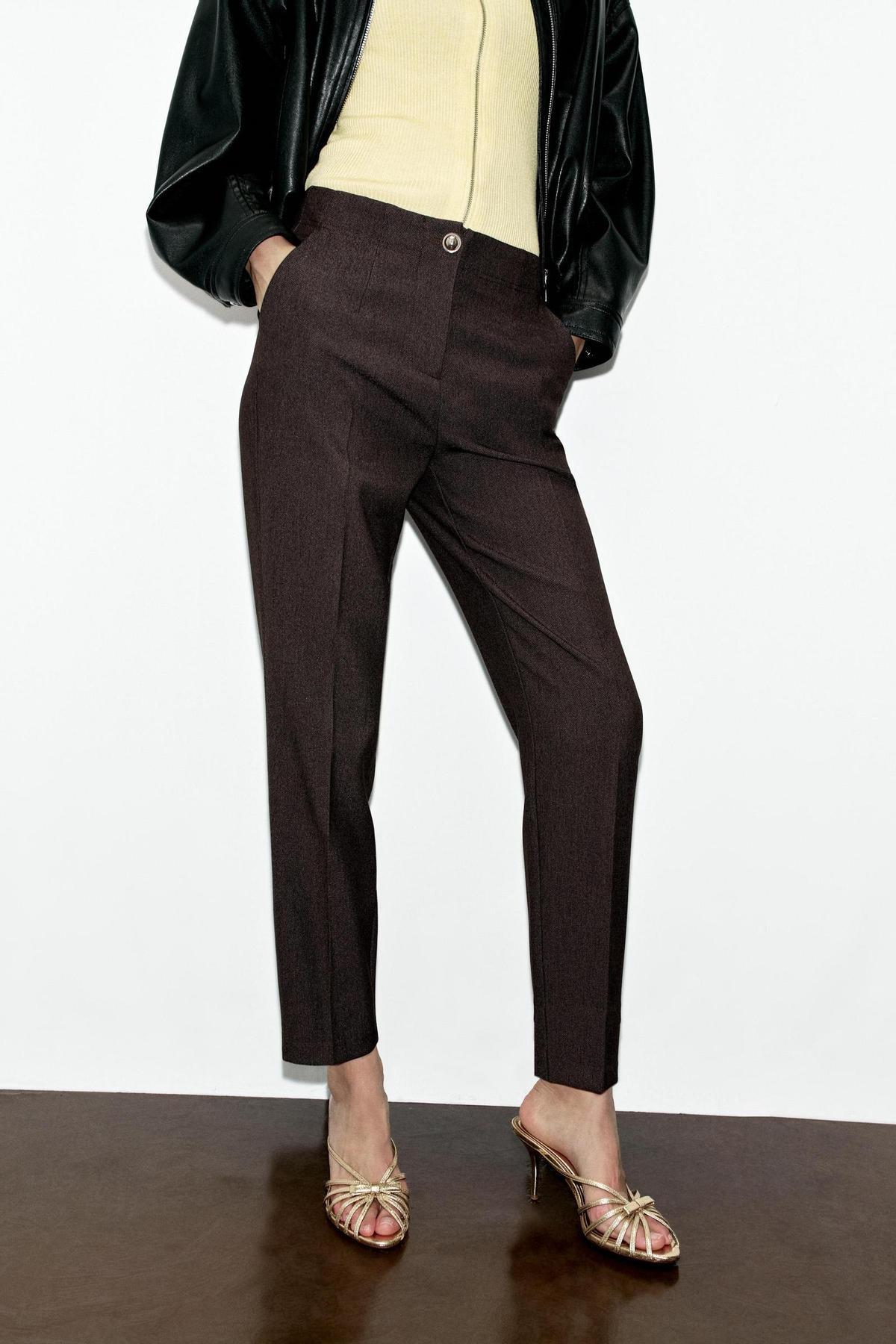 Pantalon cheville marron