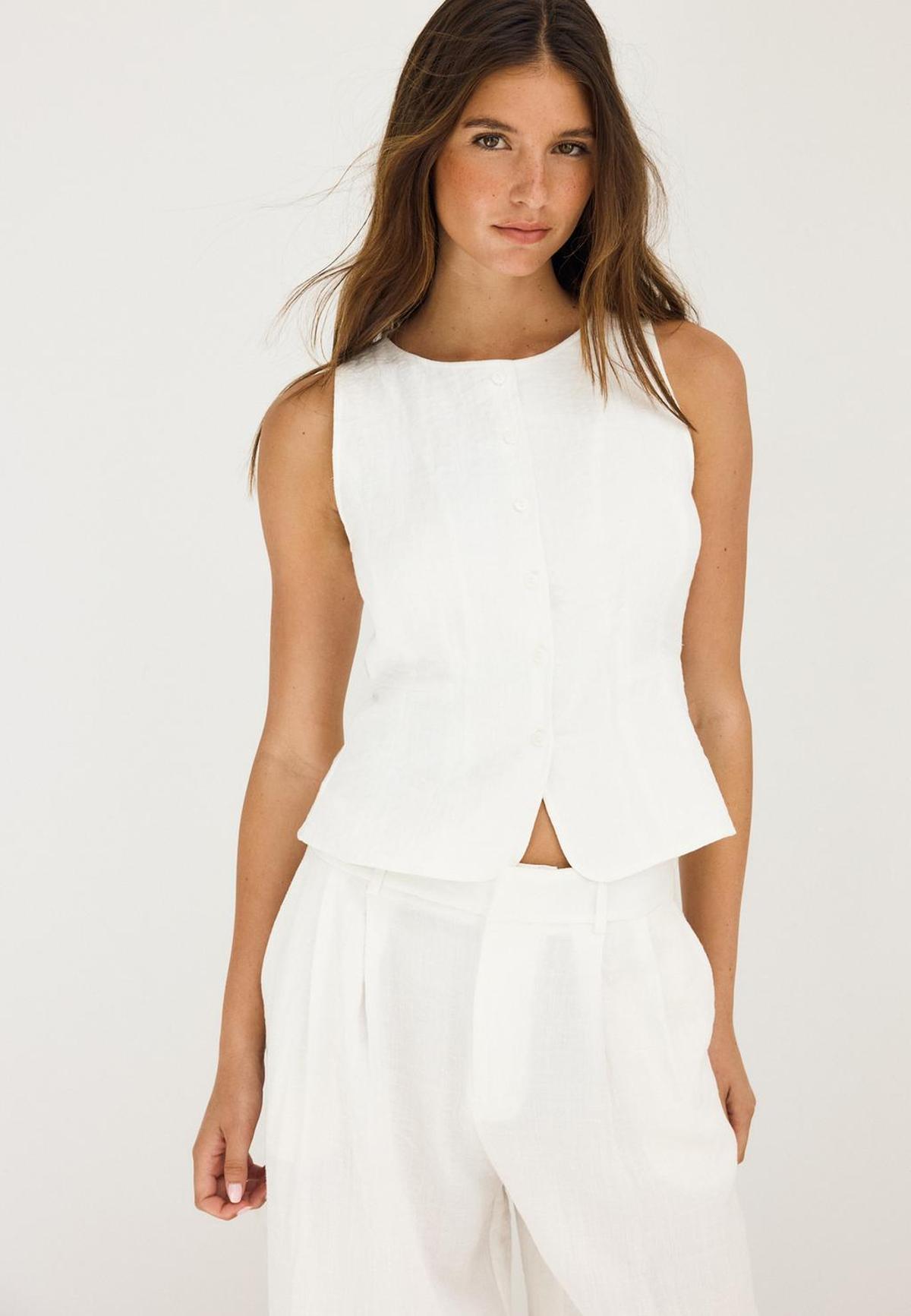 Gilet boutonné blanc