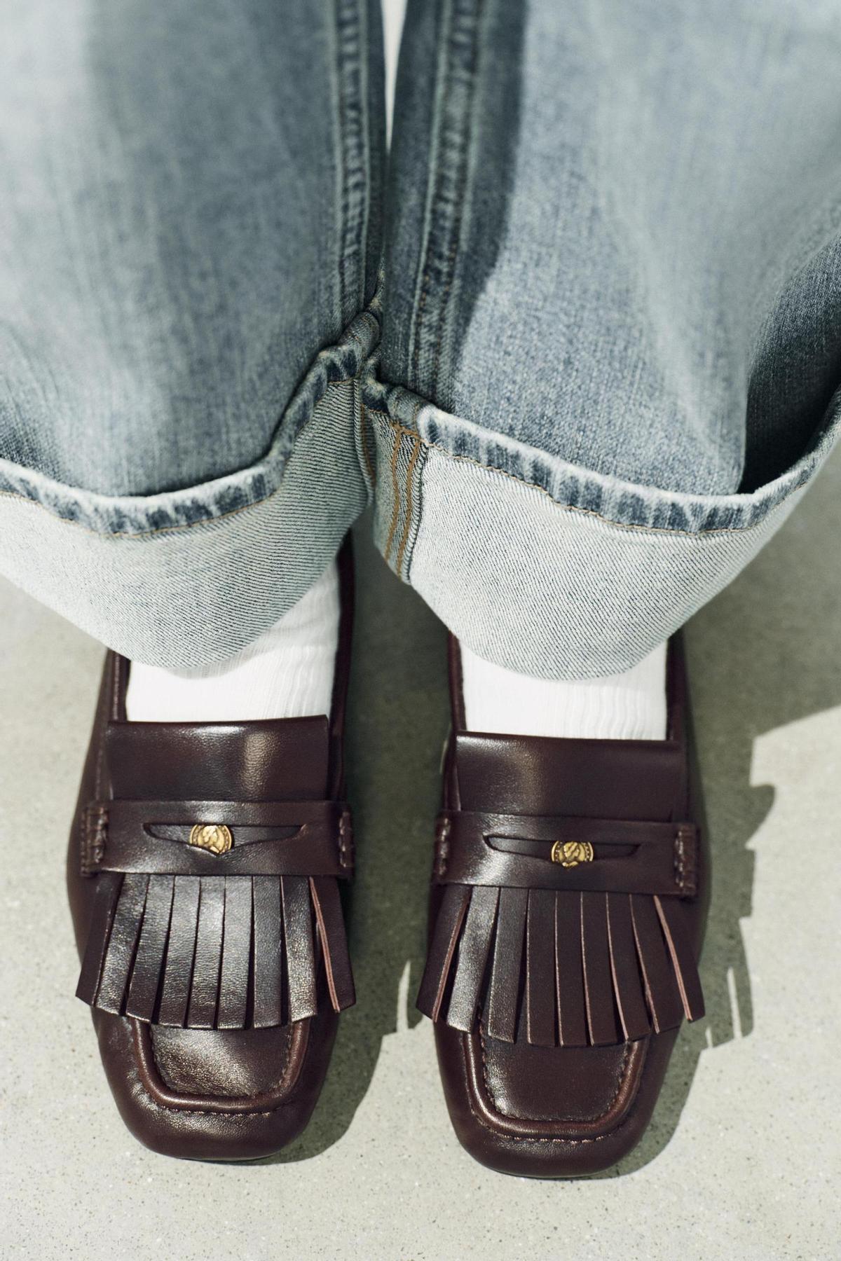 Mocassins en cuir à franges