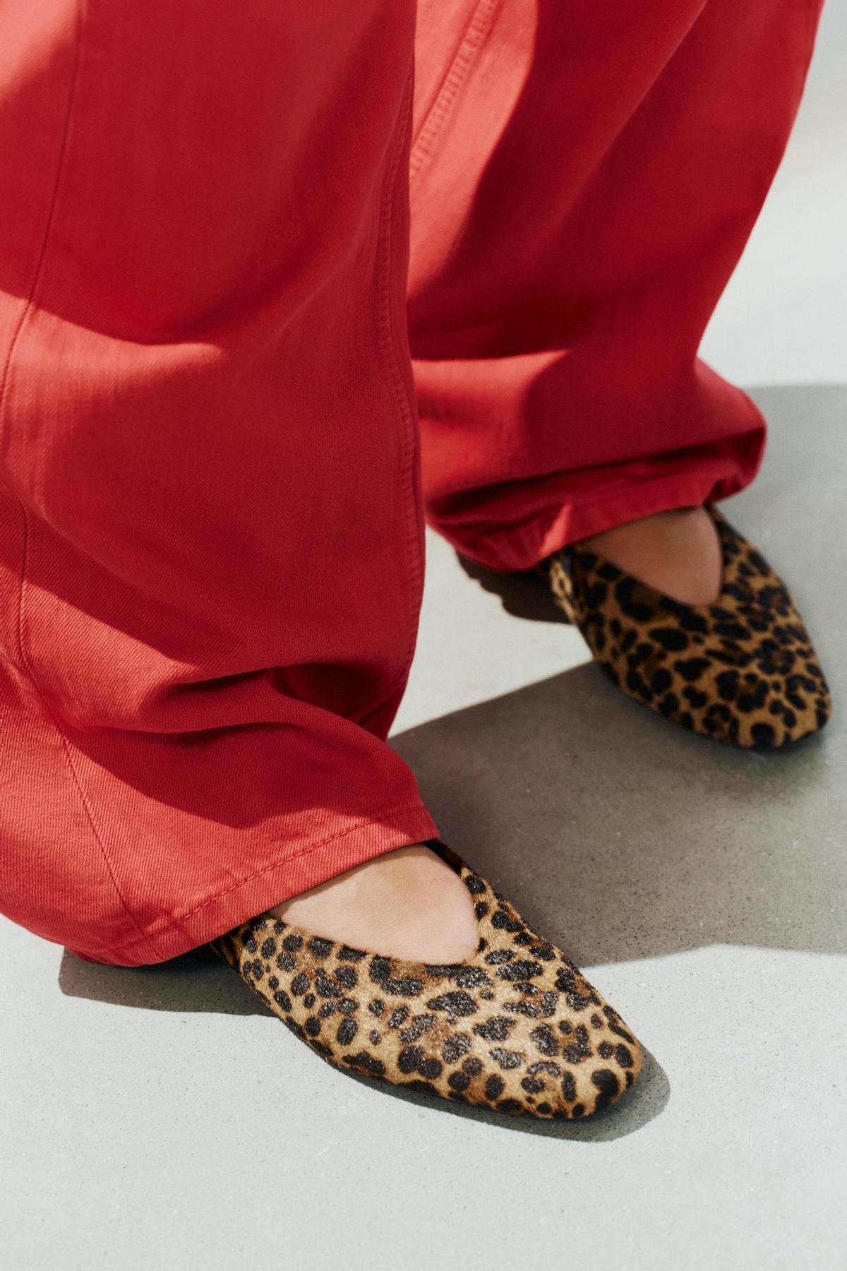 Ballerines en cuir 'imprimé animal'