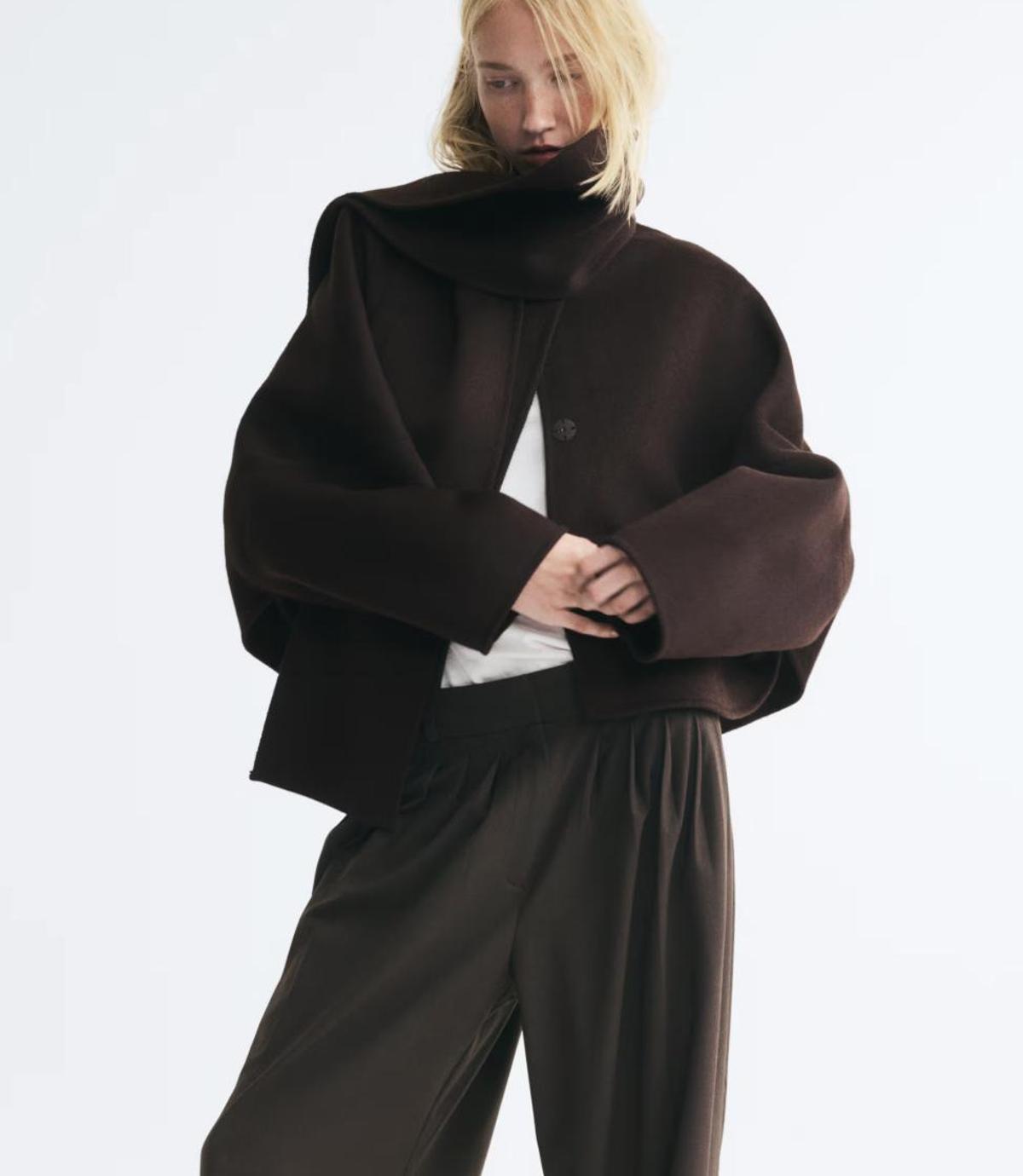 Veste en laine foulard marron