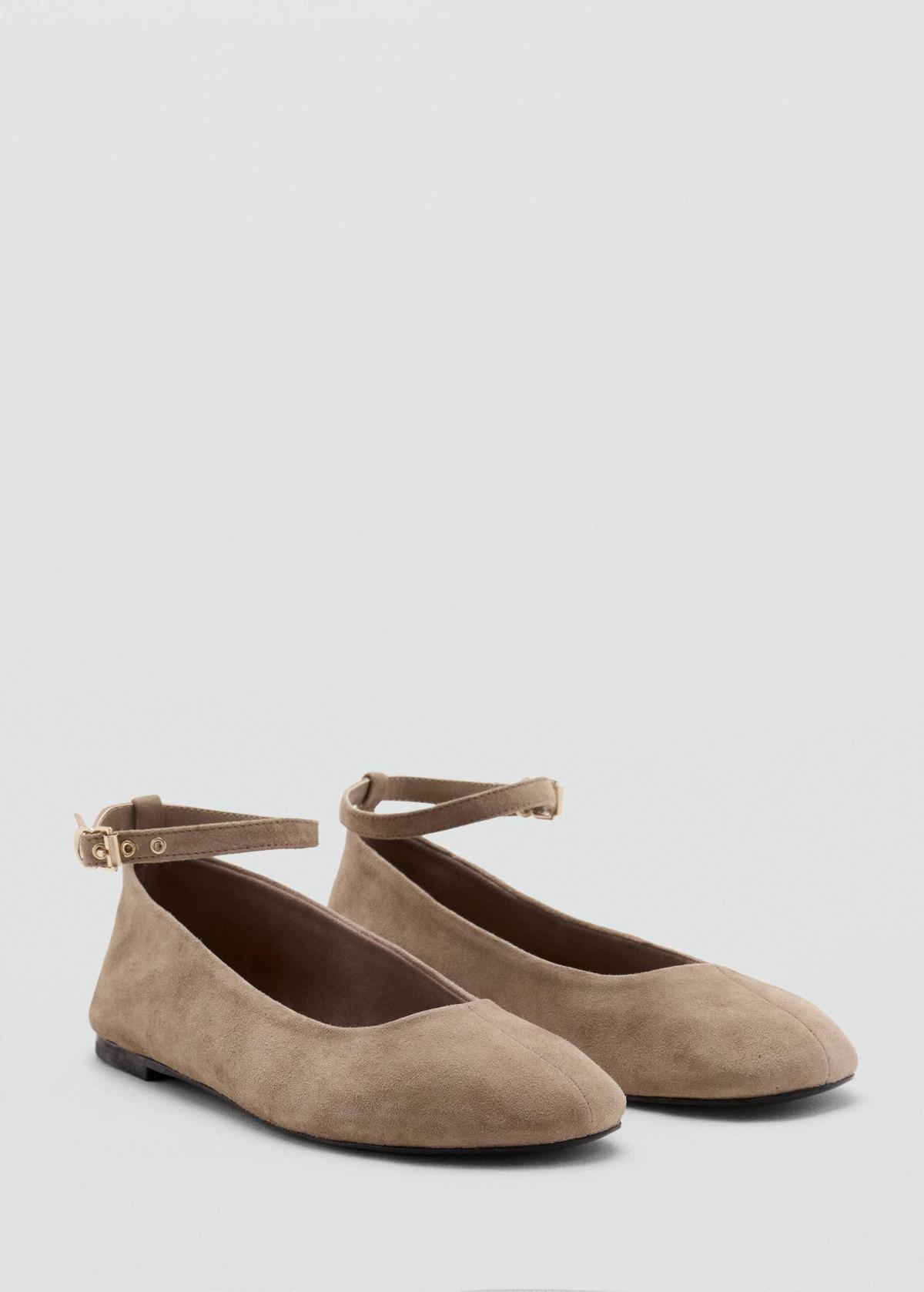Ballerines en daim beige avec bracelet